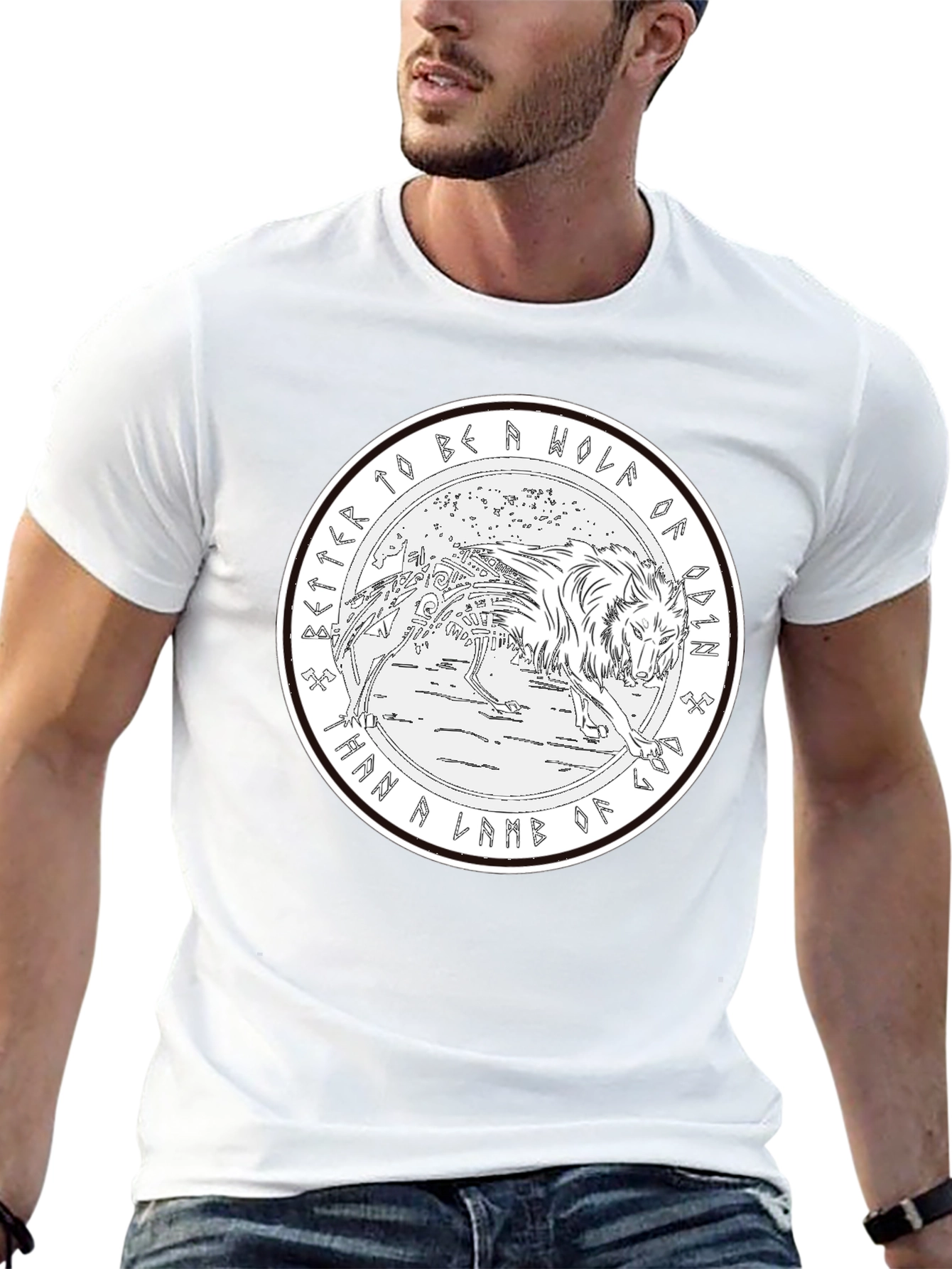 Odin Wolf Graphic T-Shirt - Norse Mythology