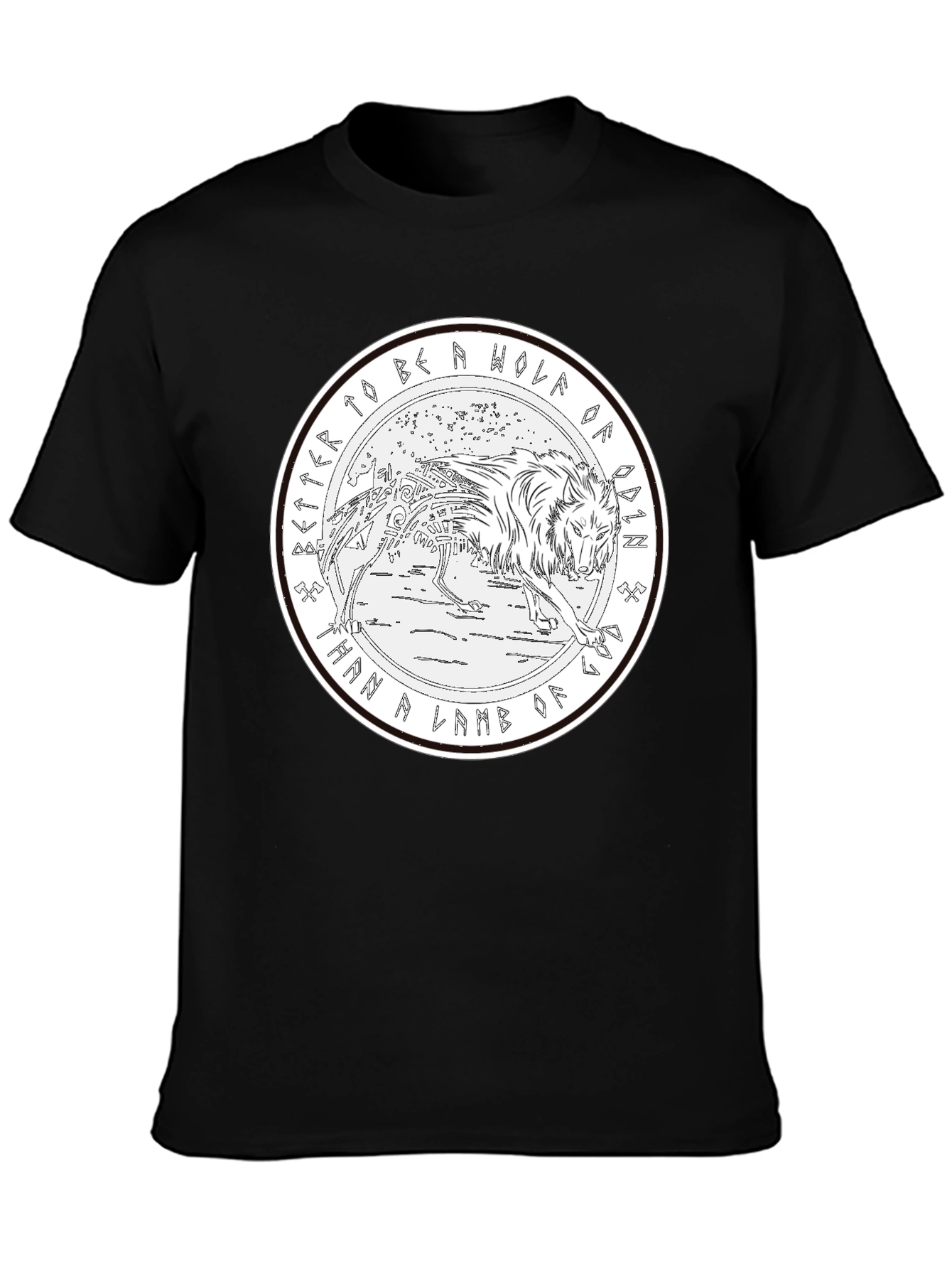 Odin Wolf Graphic T-Shirt - Norse Mythology