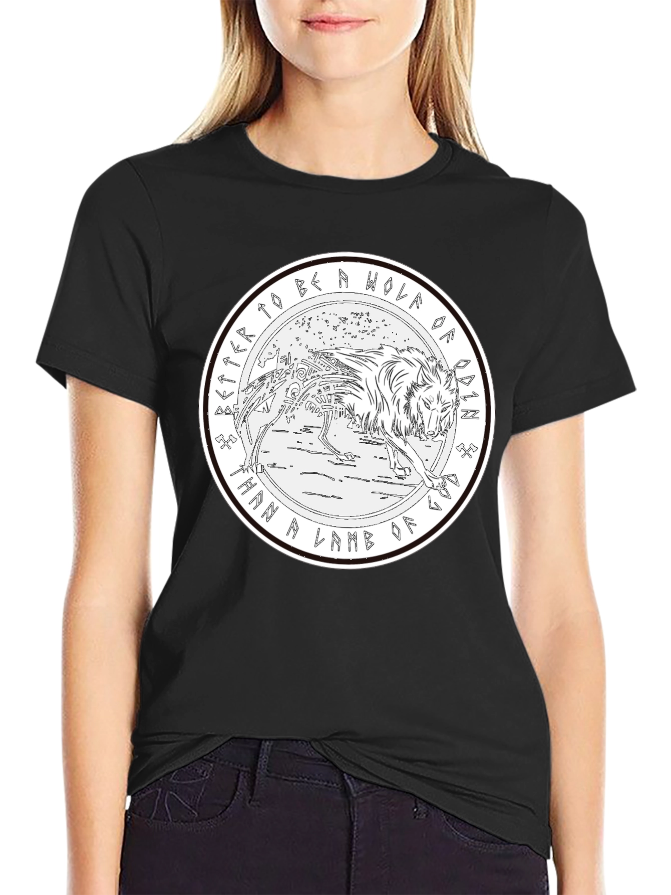 Odin Wolf Graphic T-Shirt - Norse Mythology