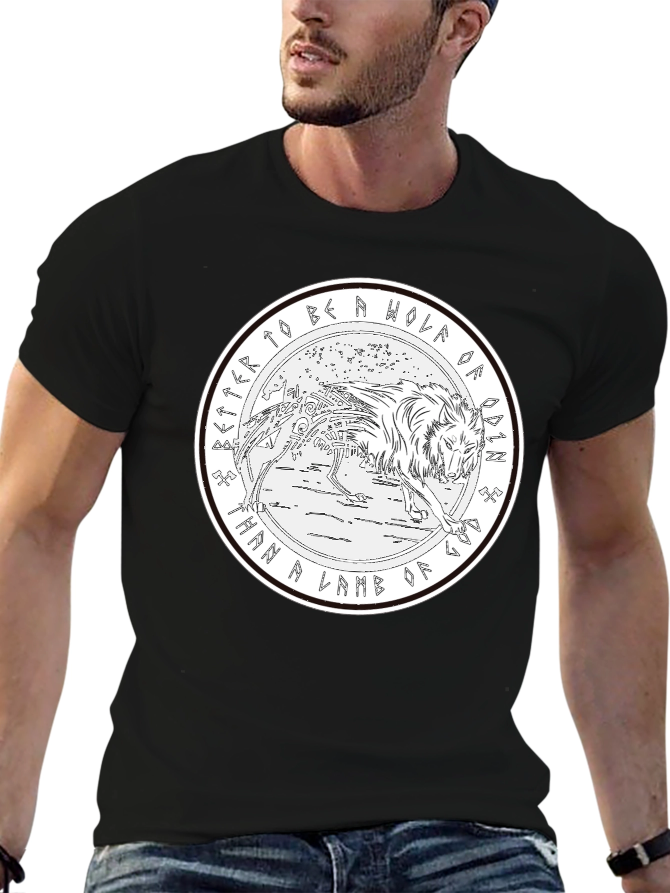 Odin Wolf Graphic T-Shirt - Norse Mythology