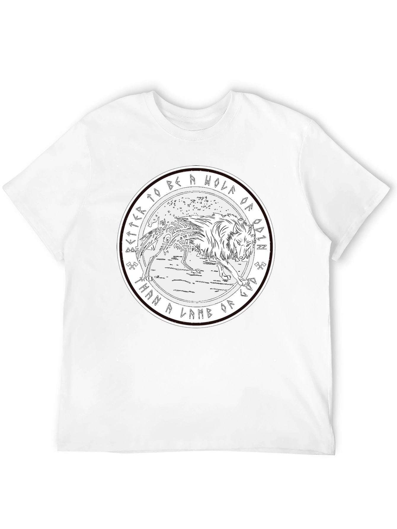 Odin Wolf Graphic T-Shirt - Norse Mythology