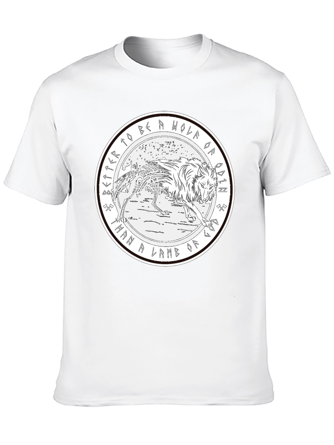Odin Wolf Graphic T-Shirt - Norse Mythology