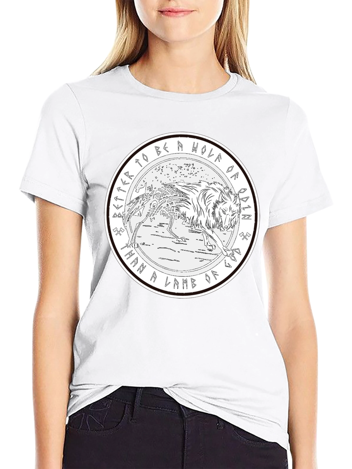Odin Wolf Graphic T-Shirt - Norse Mythology