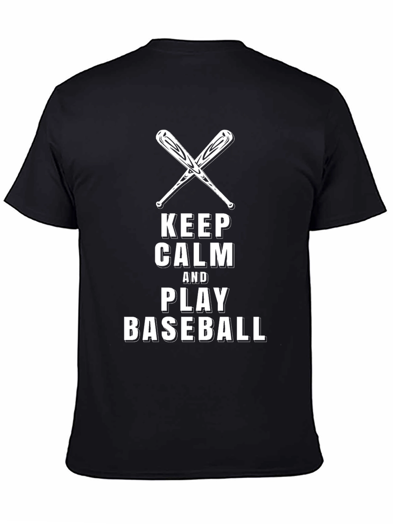 Keep Calm and Play Baseball Black T-Shirt