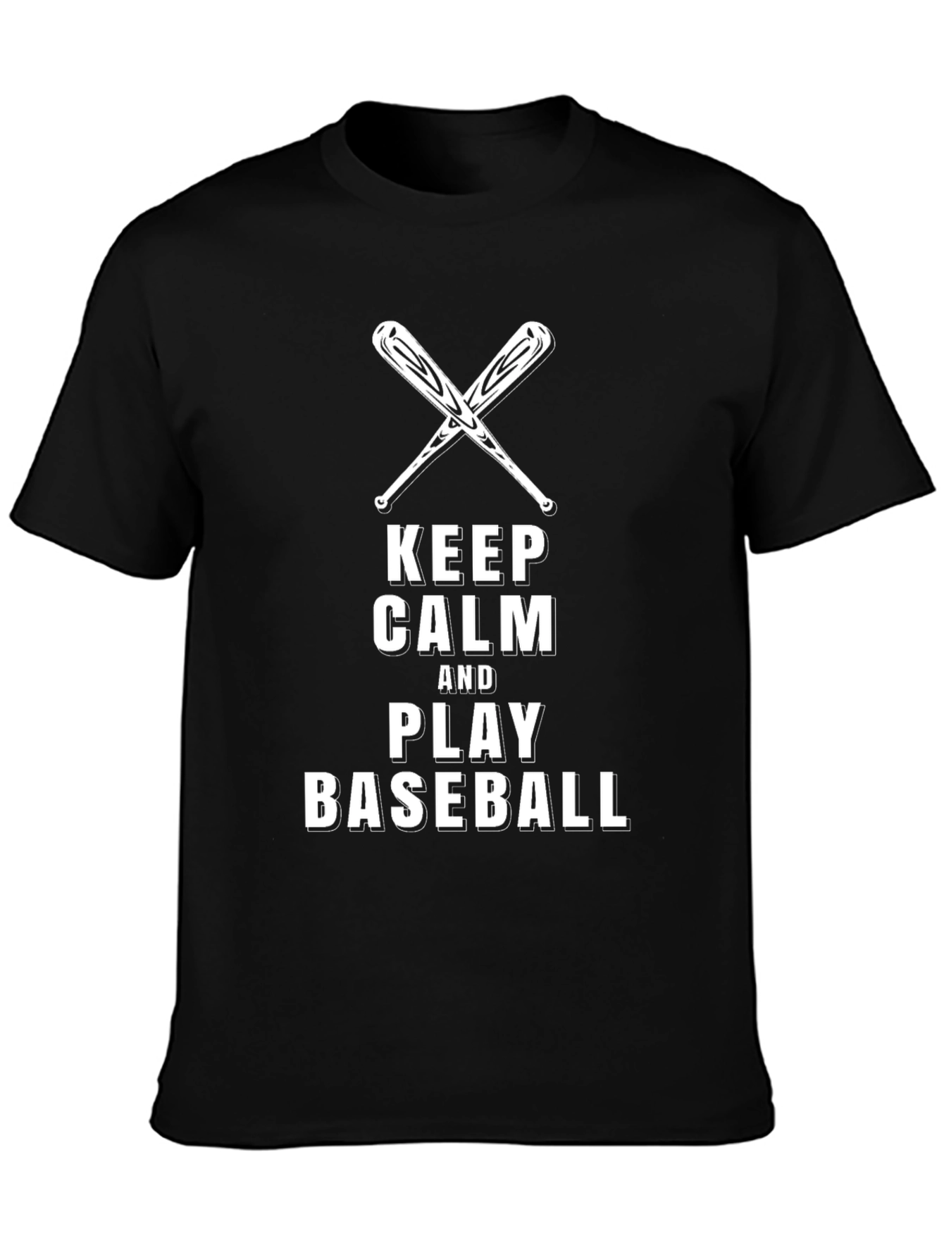 Keep Calm and Play Baseball Black T-Shirt