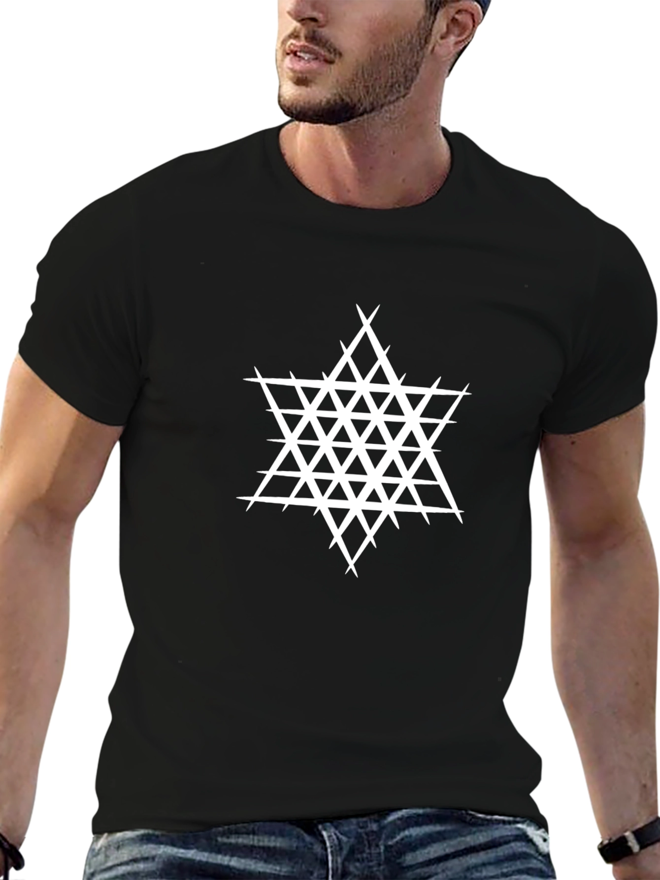 Geometric Star Black T-Shirt