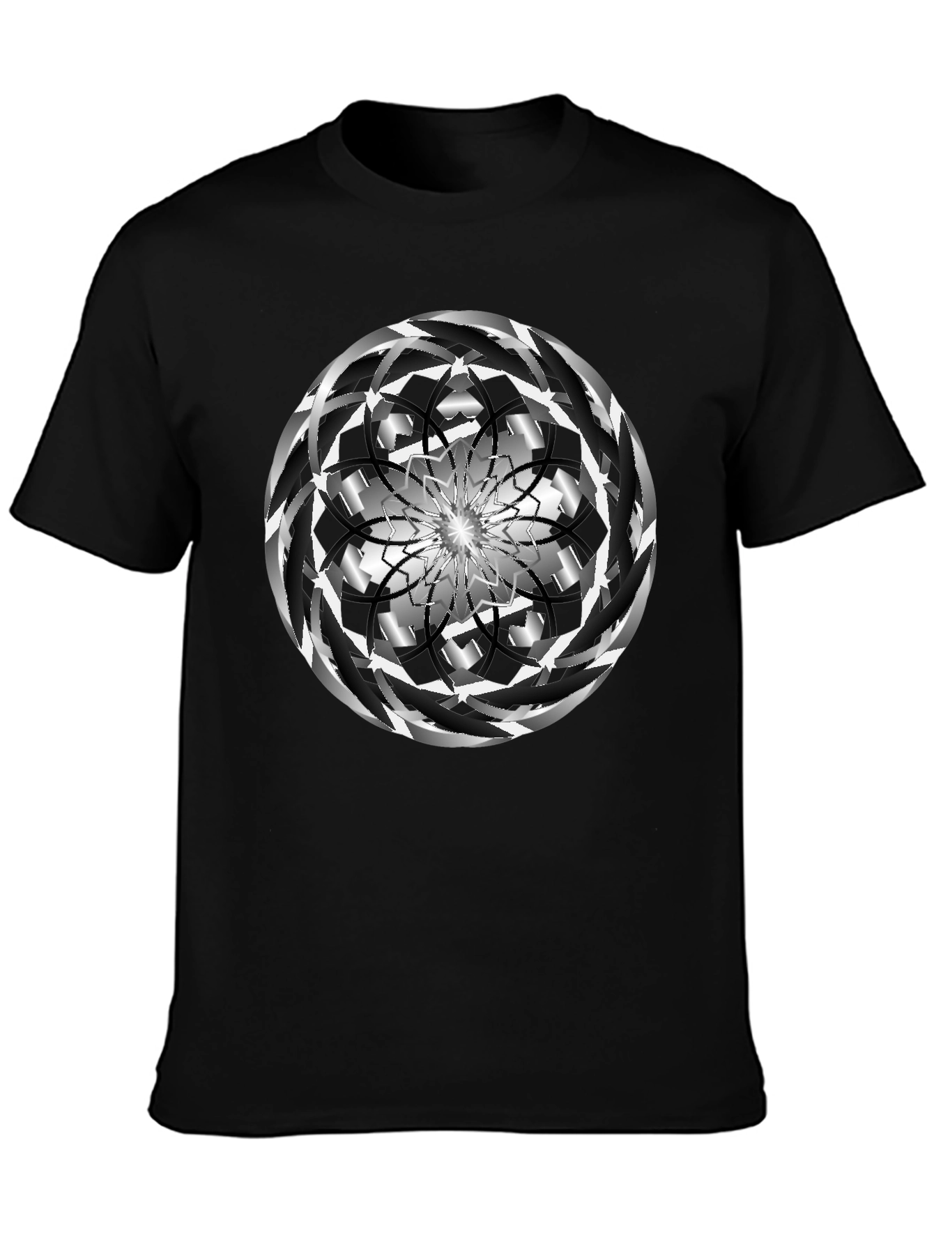 Abstract Swirl Graphic Black Tee