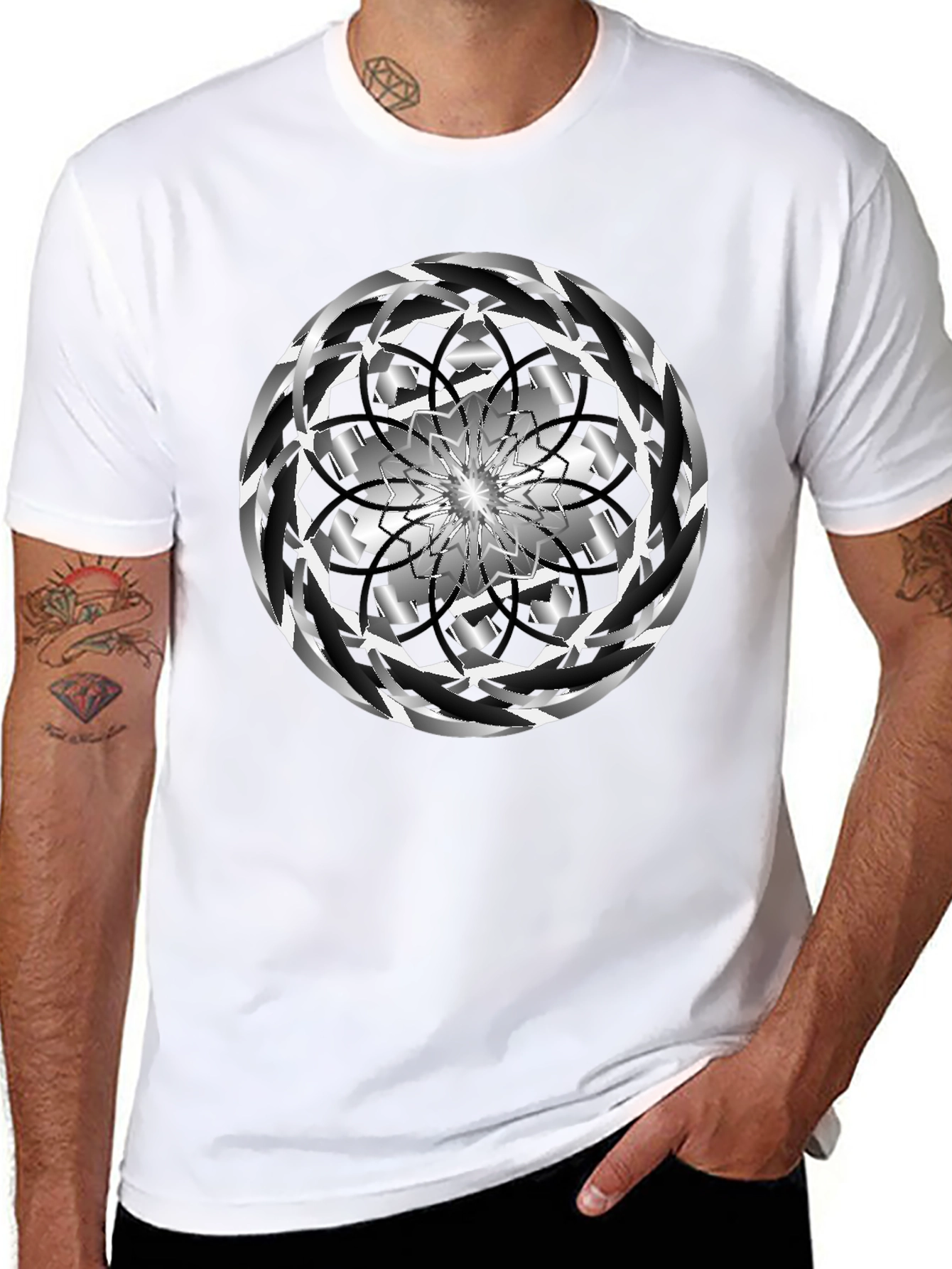 Abstract Swirl Graphic Black Tee