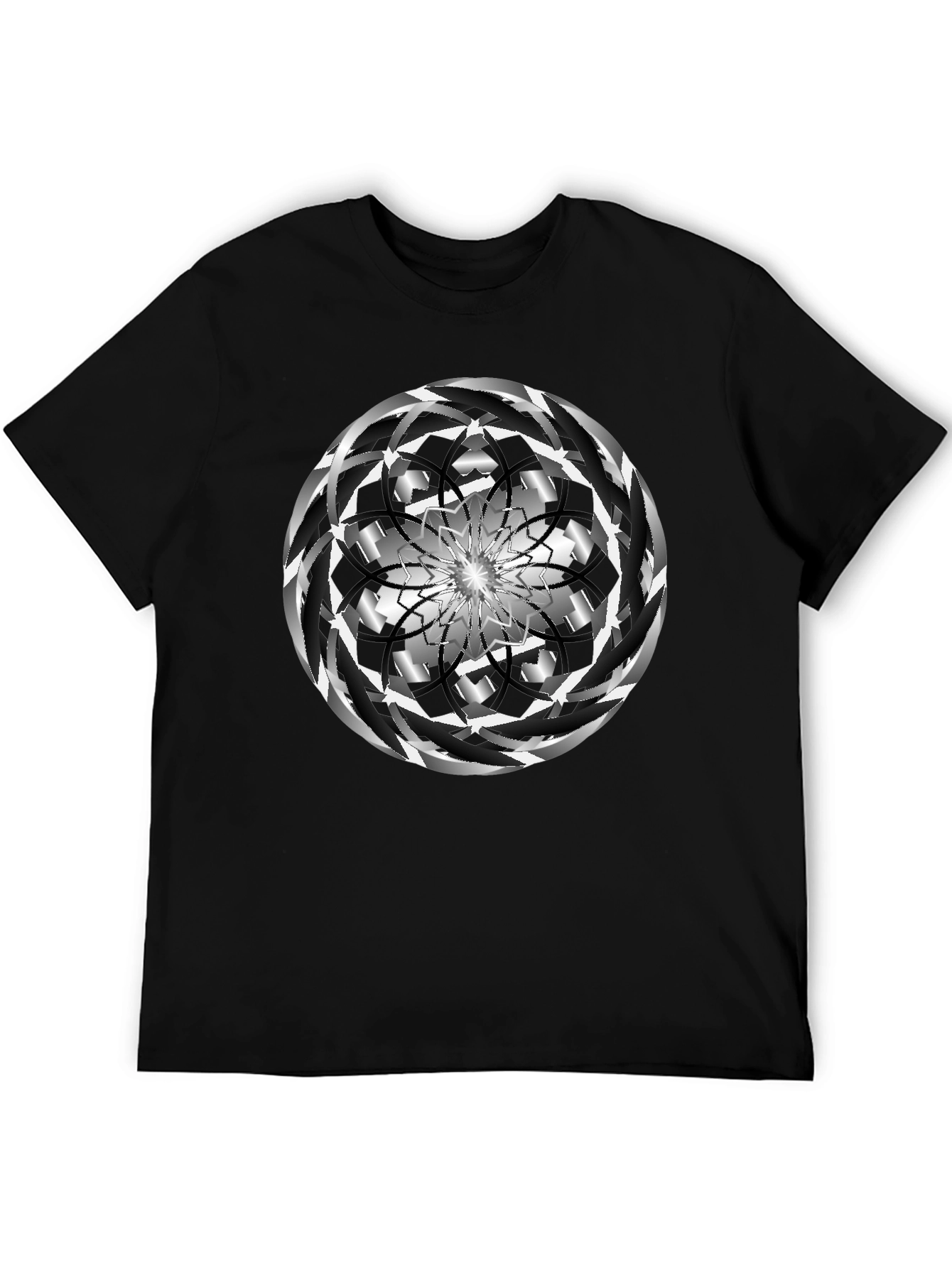 Abstract Swirl Graphic Black Tee
