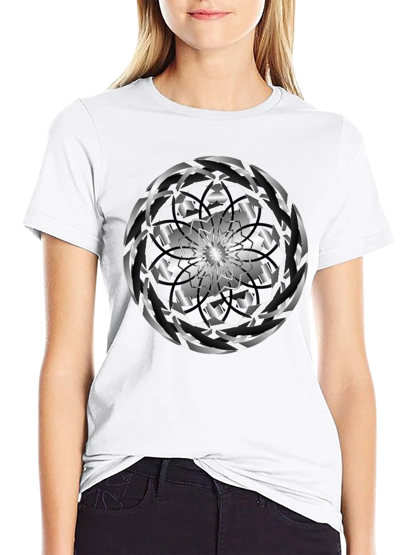 Abstract Swirl Graphic Black Tee