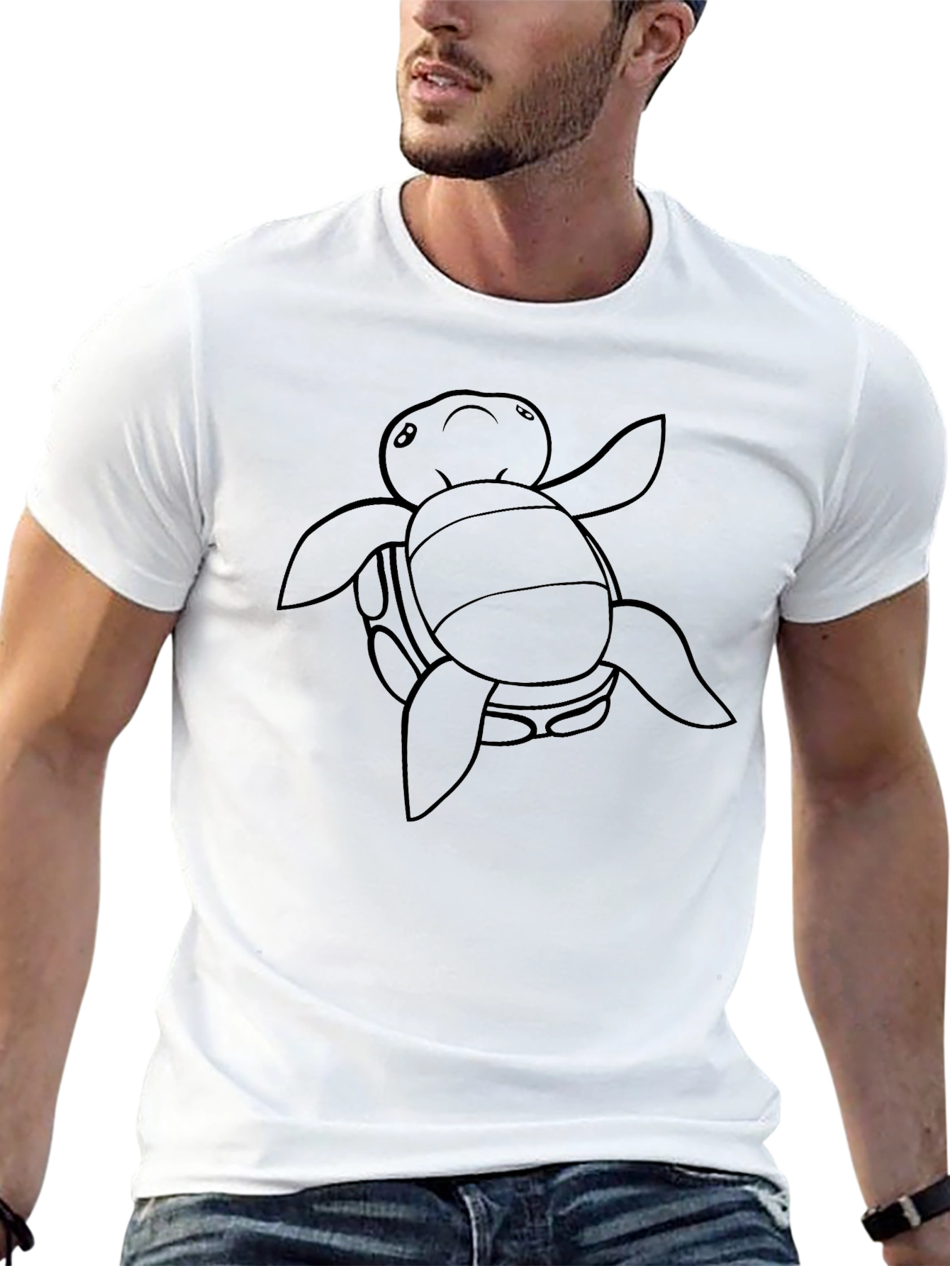 Turtle Outline Graphic Black T-Shirt
