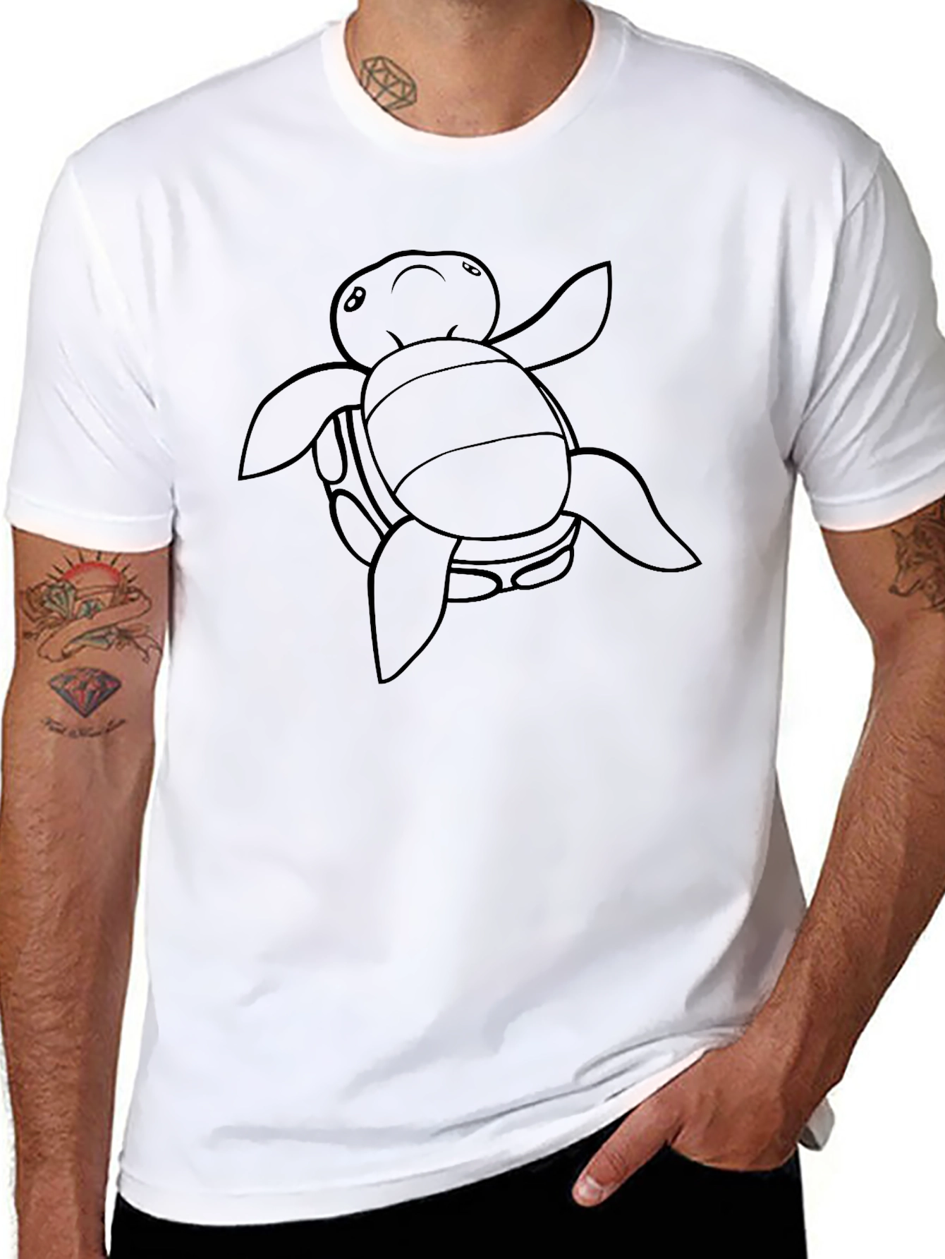 Turtle Outline Graphic Black T-Shirt