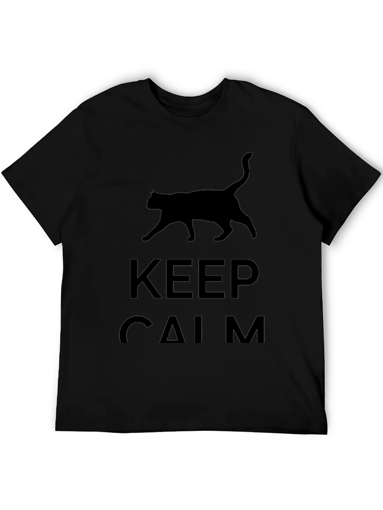 Keep Calm Cat T-Shirt - Black