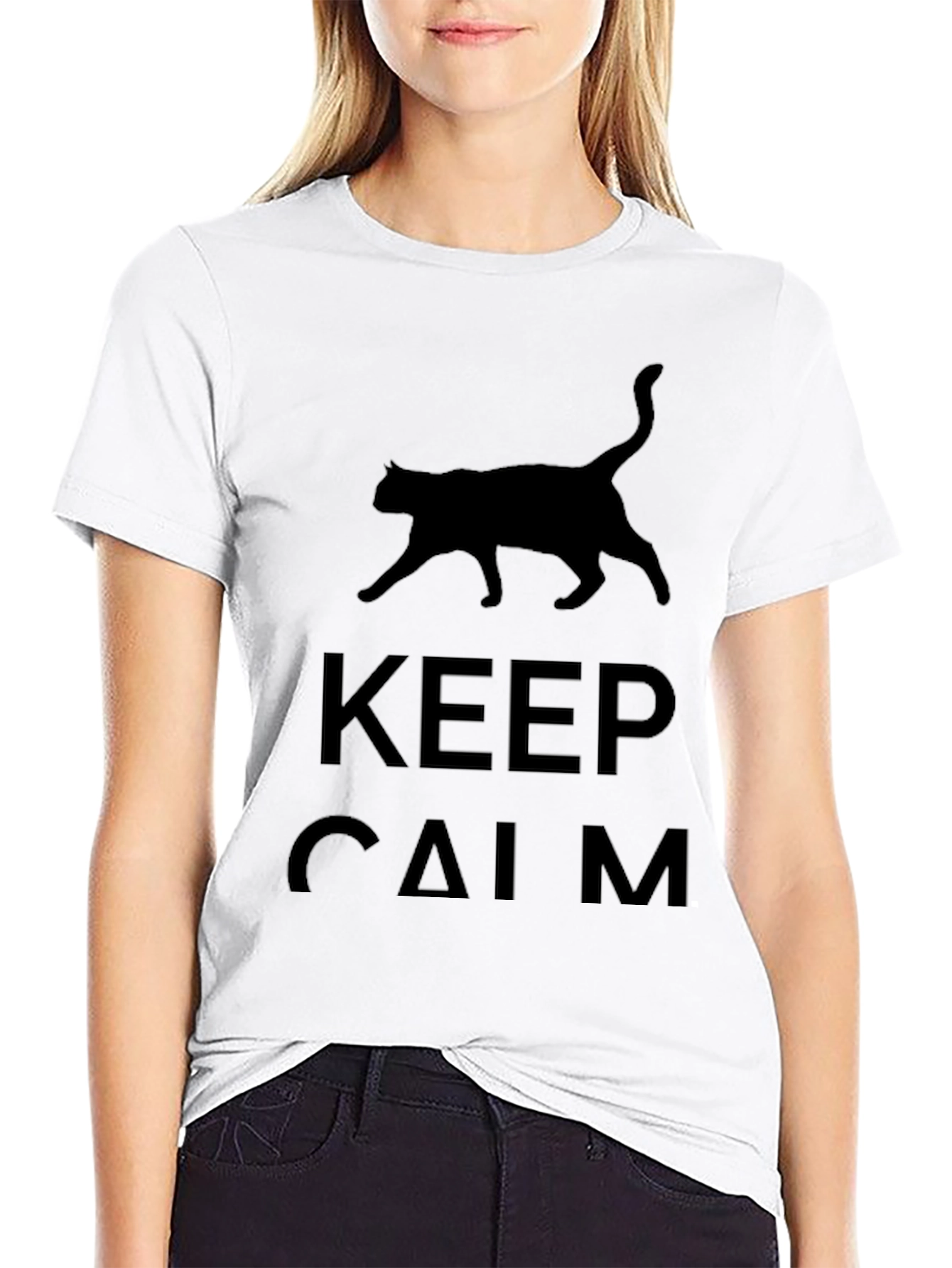 Keep Calm Cat T-Shirt - Black