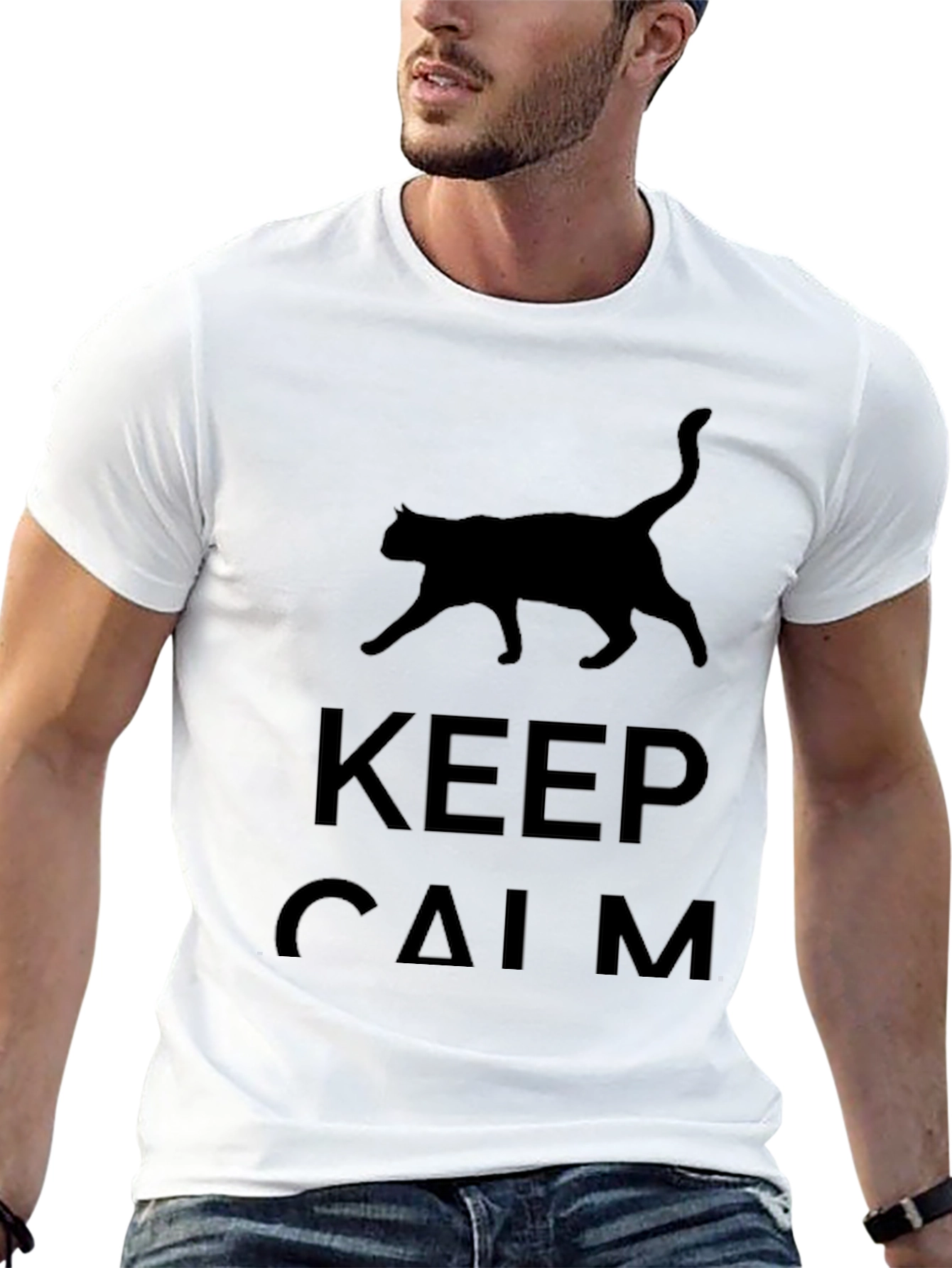 Keep Calm Cat T-Shirt - Black