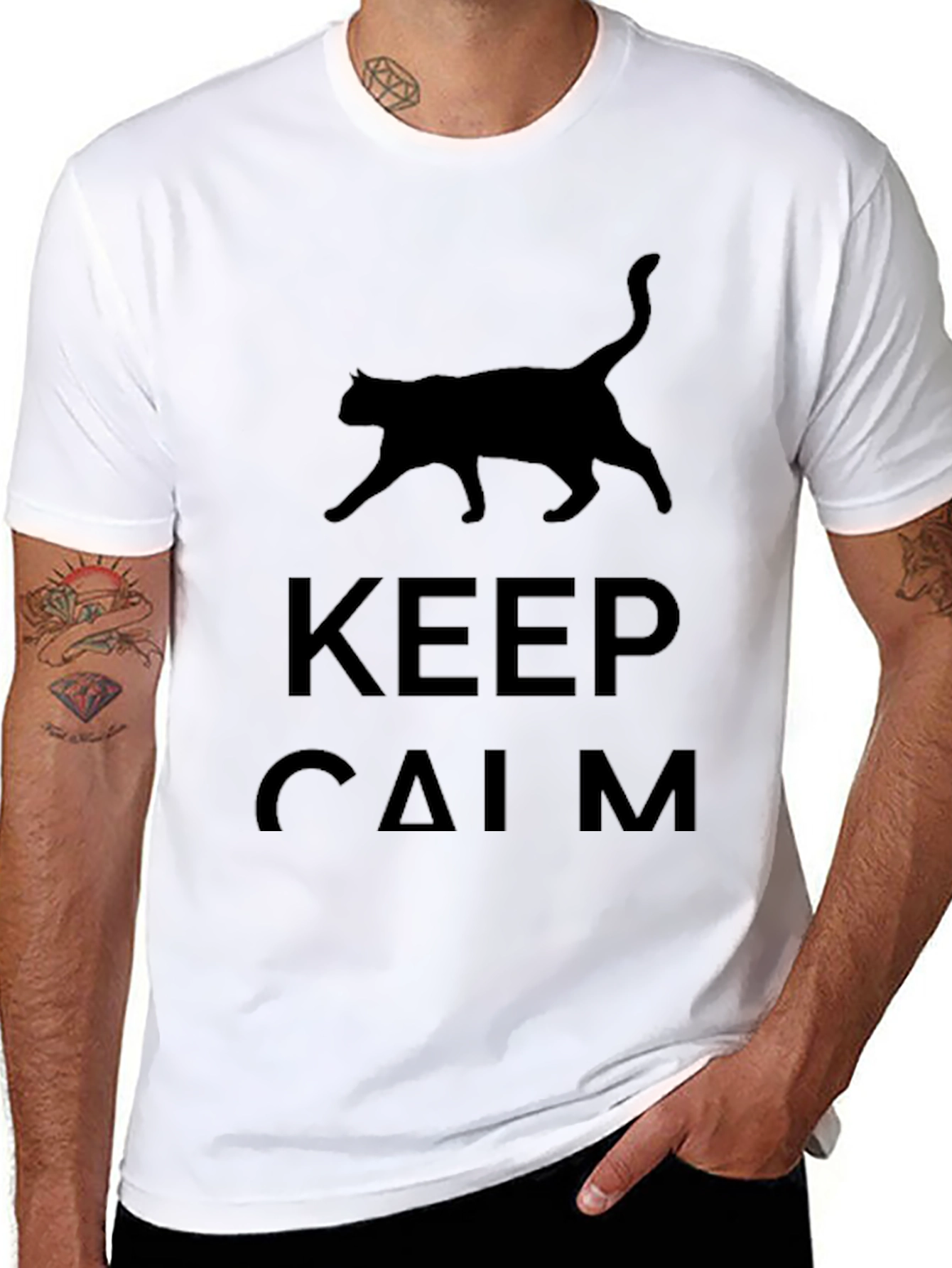 Keep Calm Cat T-Shirt - Black