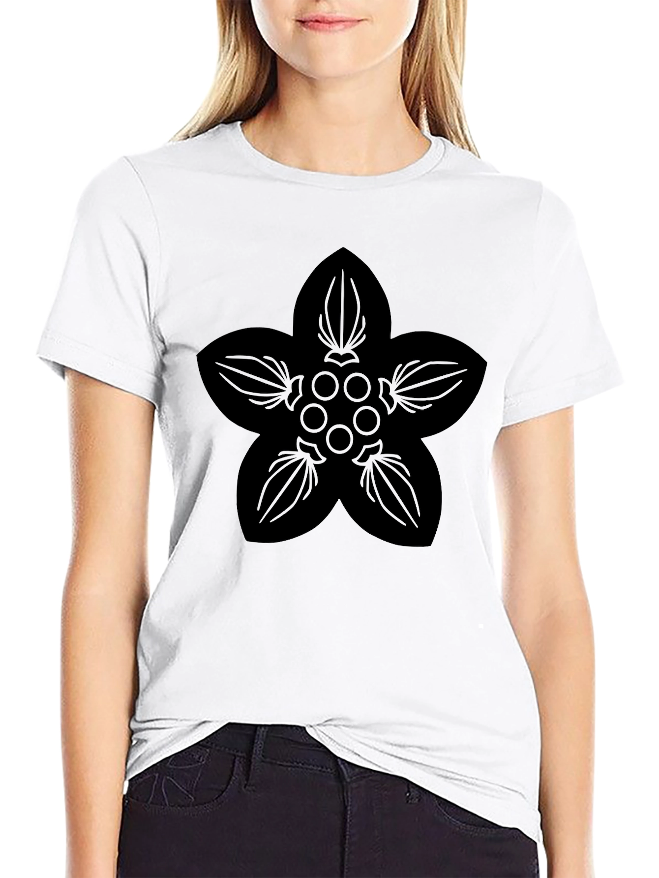Black Floral Graphic Tee - Casual Style