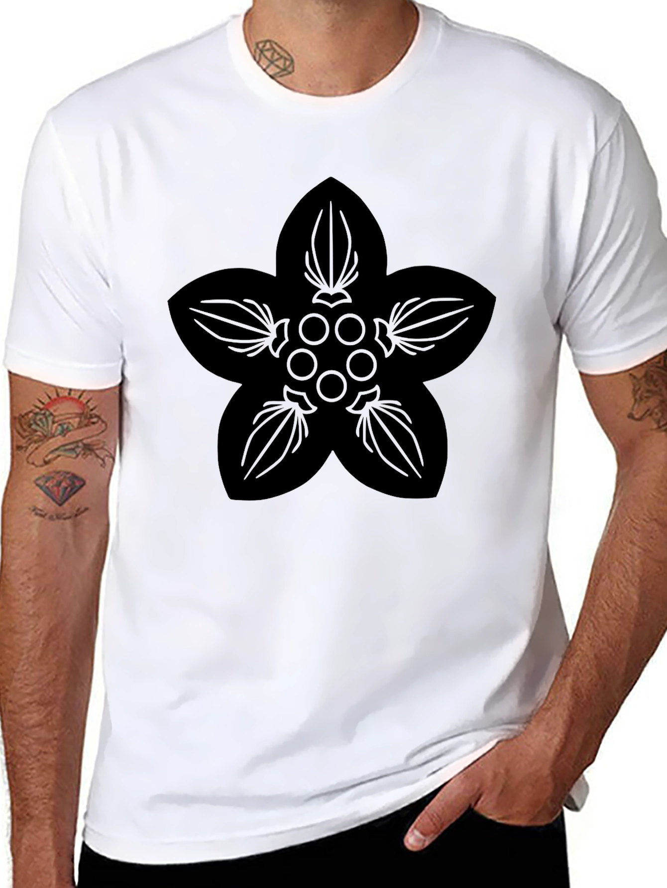 Black Floral Graphic Tee - Casual Style
