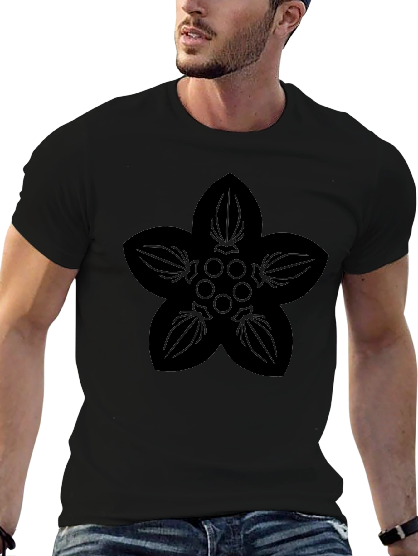 Black Floral Graphic Tee - Casual Style
