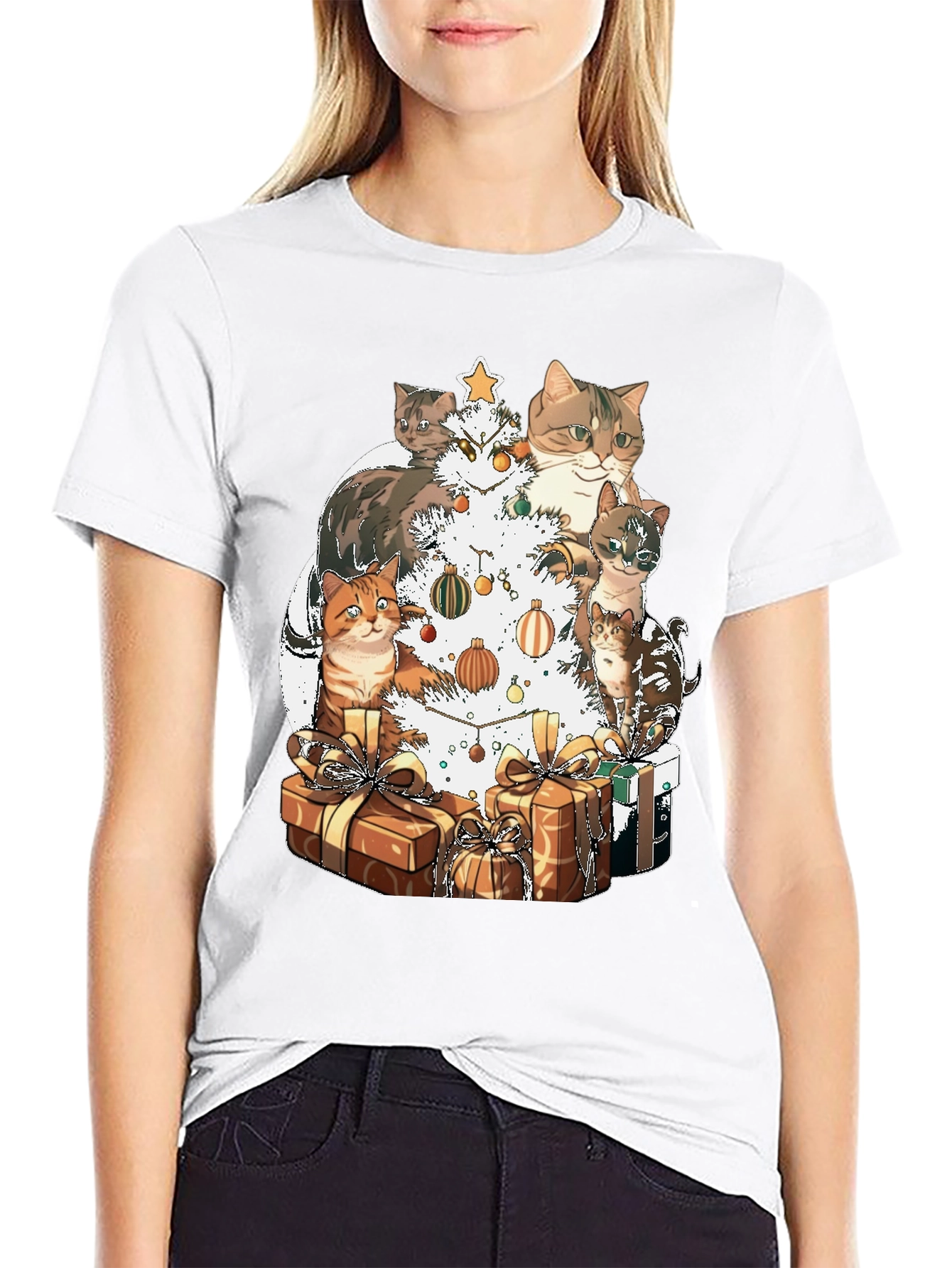 Festive Cat Christmas Tree T-Shirt