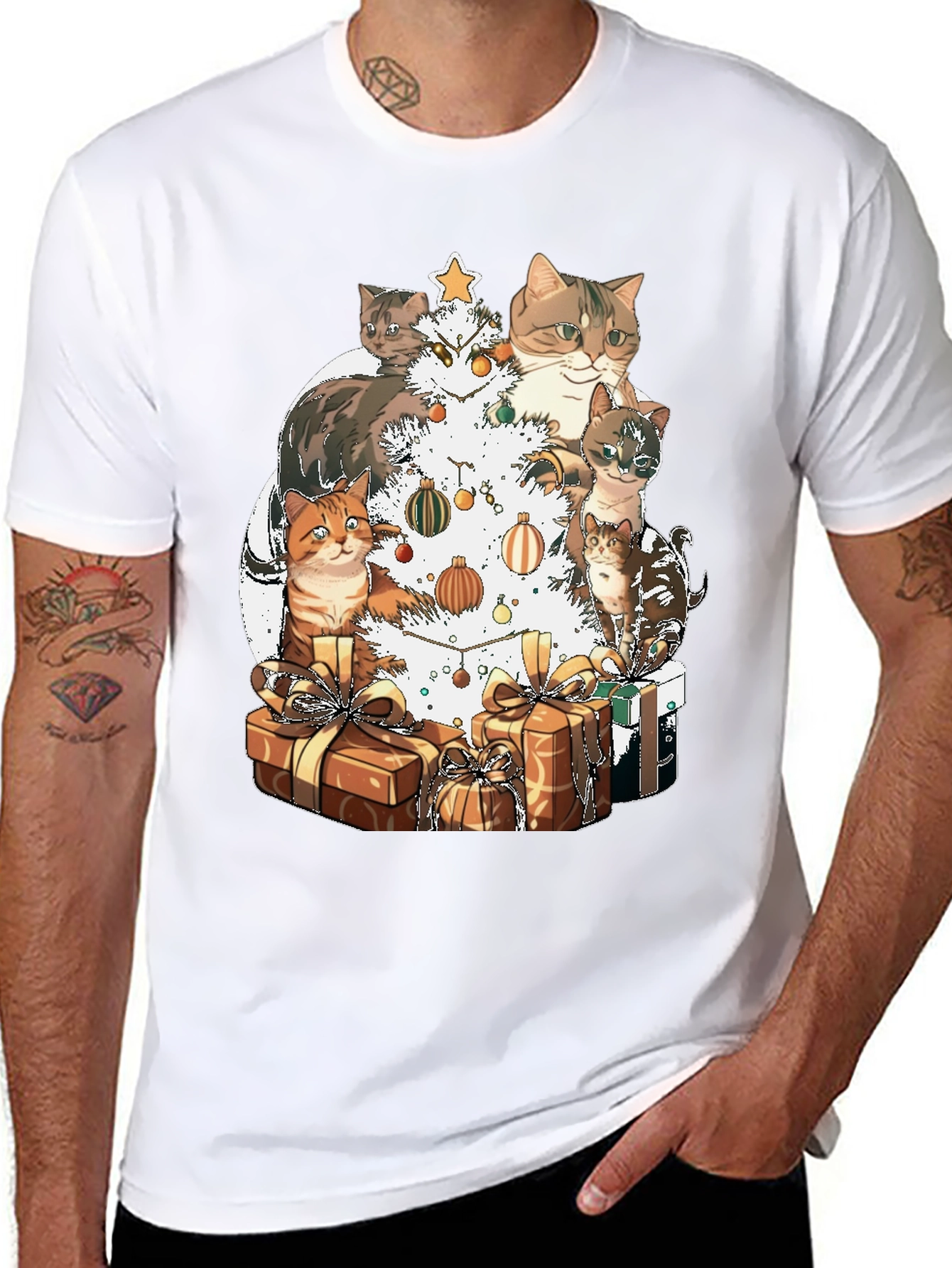 Festive Cat Christmas Tree T-Shirt