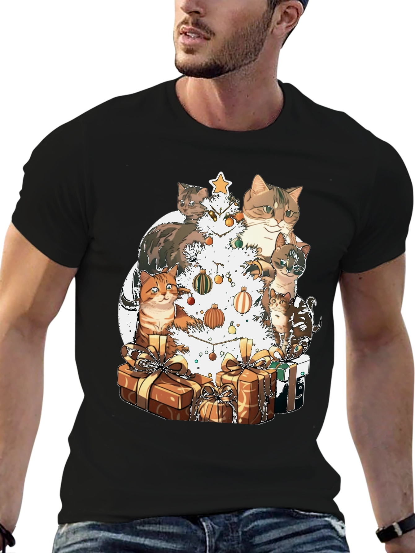 Festive Cat Christmas Tree T-Shirt