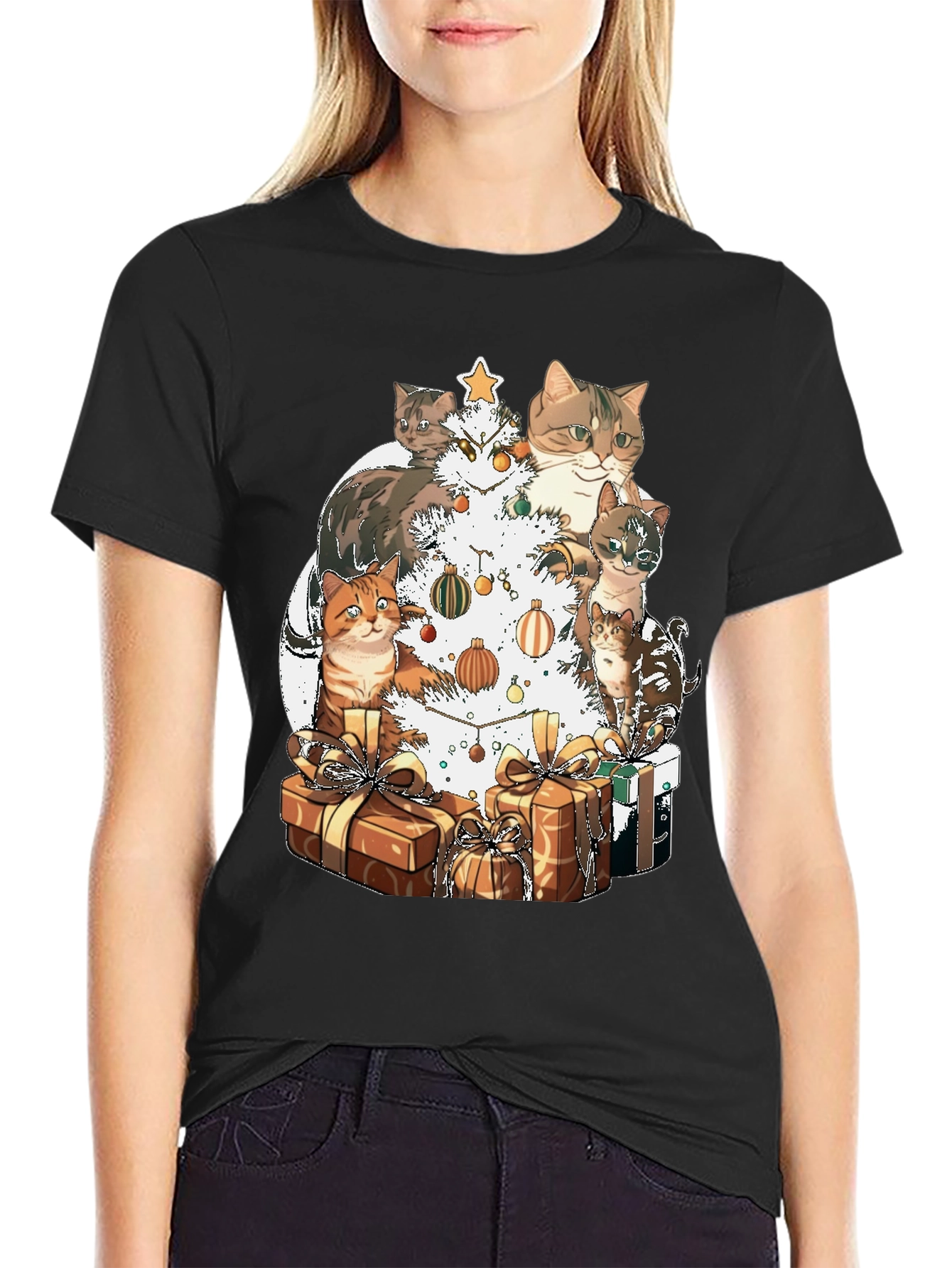 Festive Cat Christmas Tree T-Shirt