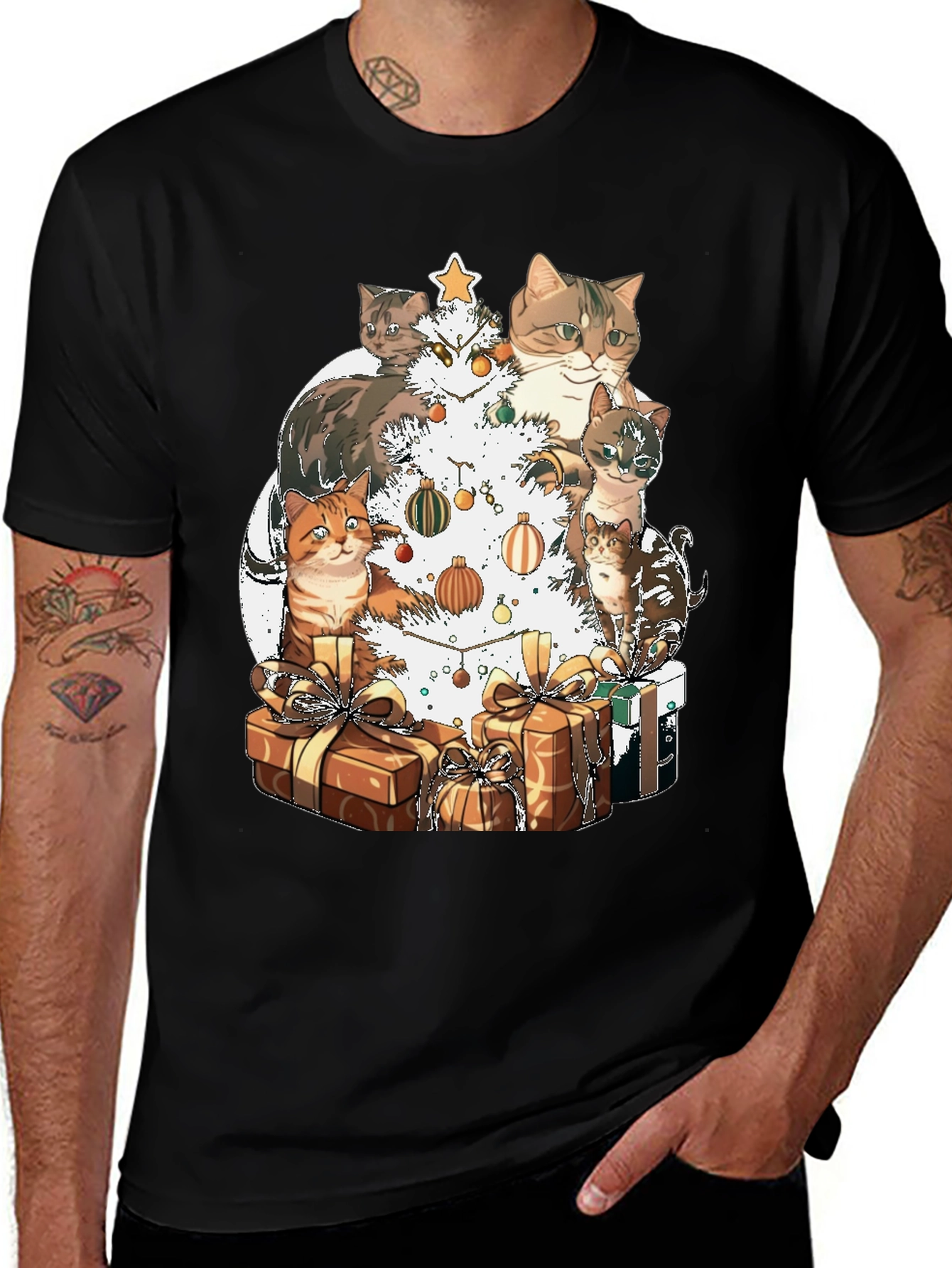 Festive Cat Christmas Tree T-Shirt