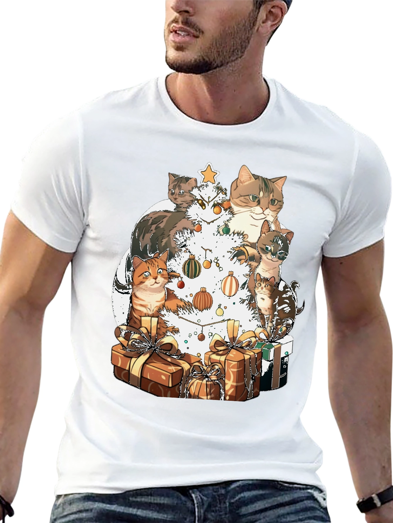 Festive Cat Christmas Tree T-Shirt