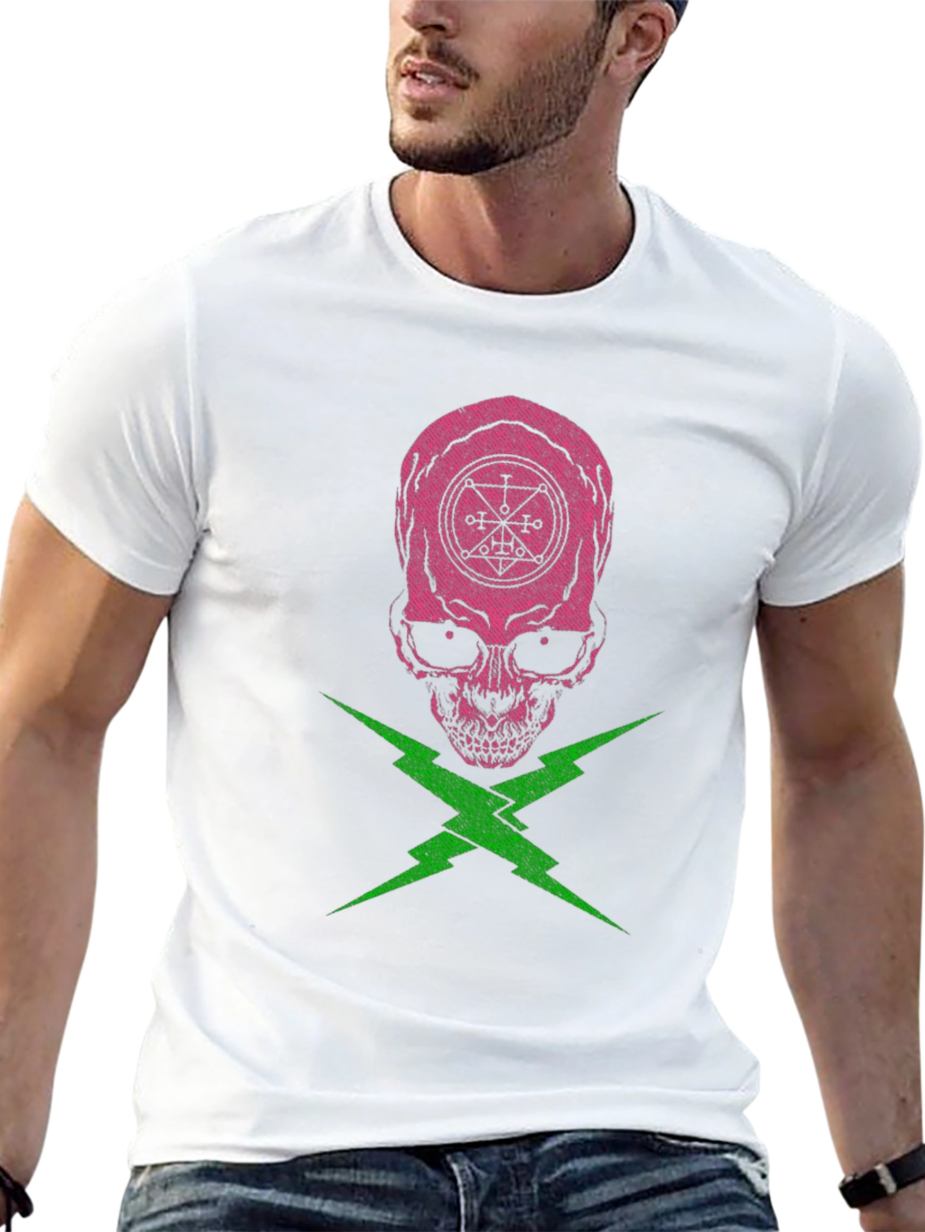 Skull and Lightning Bolt Graphic Tee