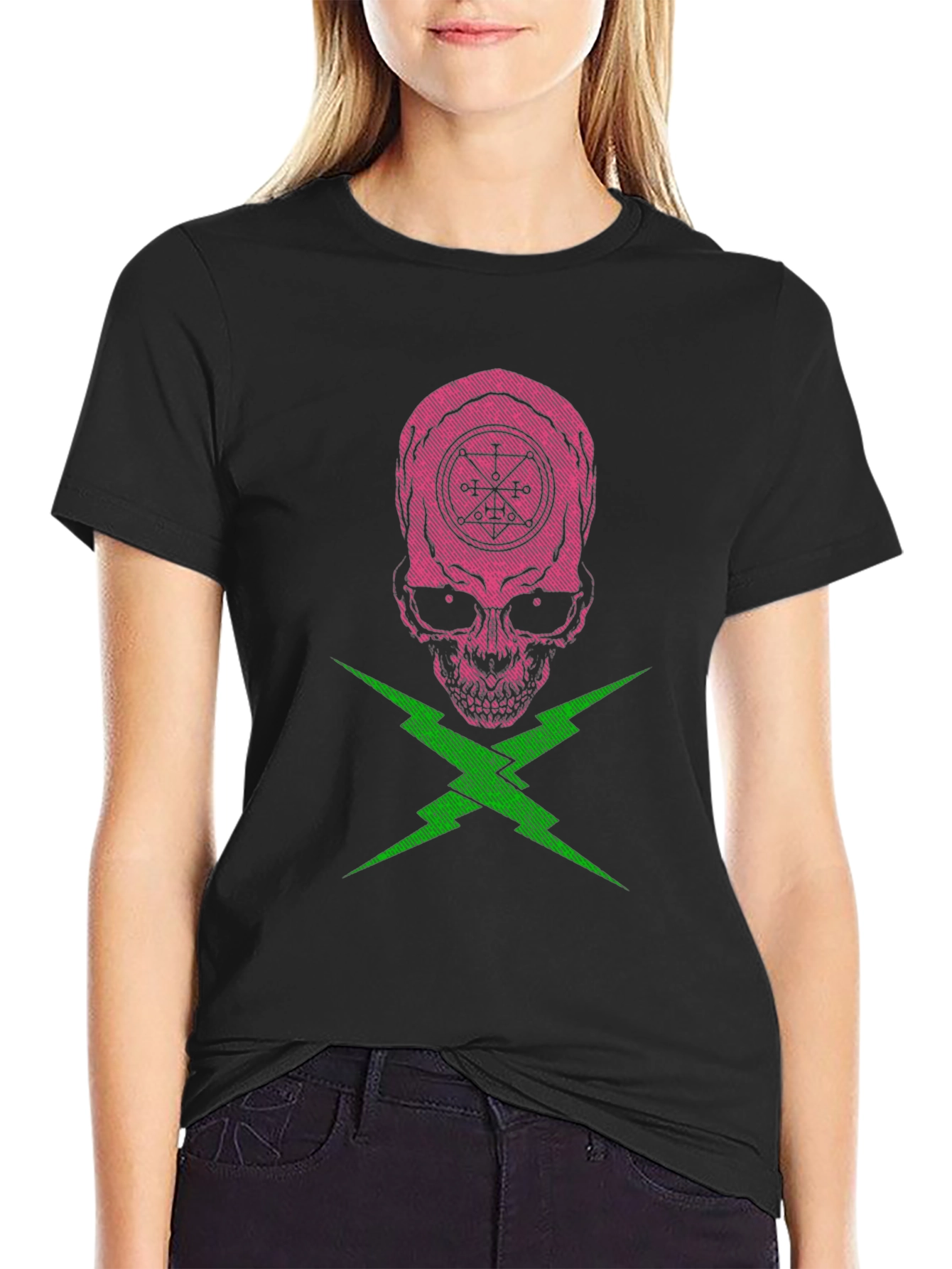 Skull and Lightning Bolt Graphic Tee