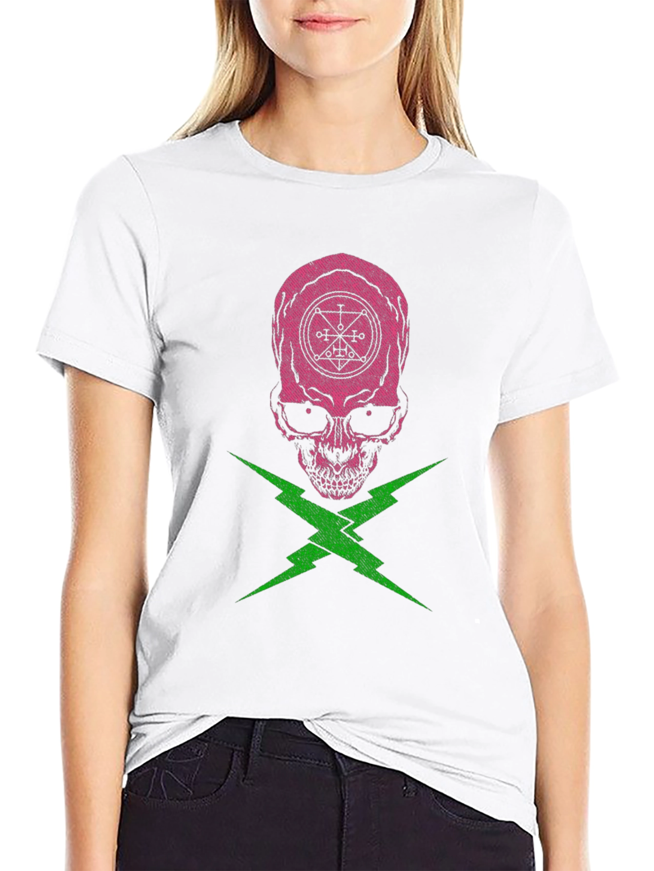 Skull and Lightning Bolt Graphic Tee
