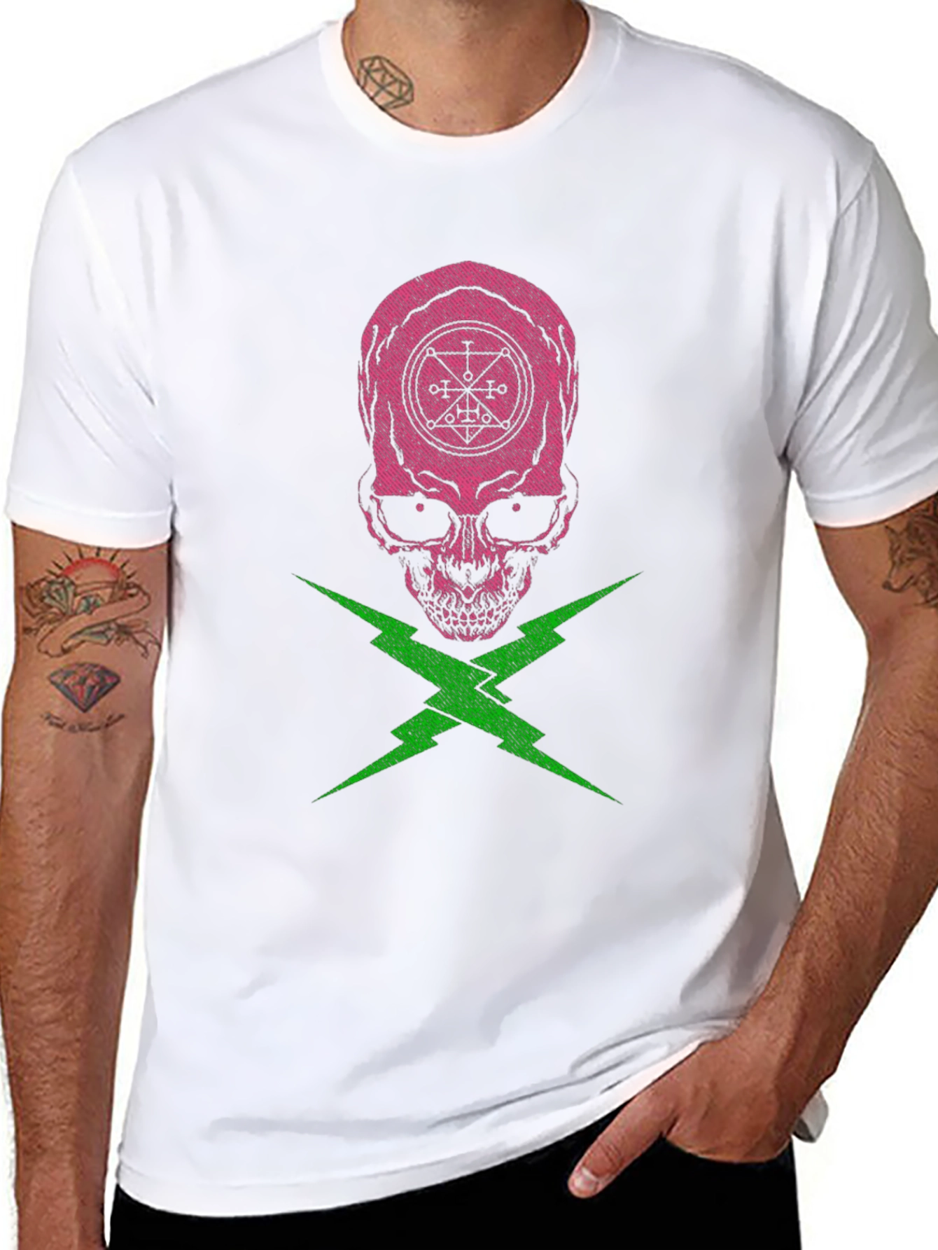 Skull and Lightning Bolt Graphic Tee