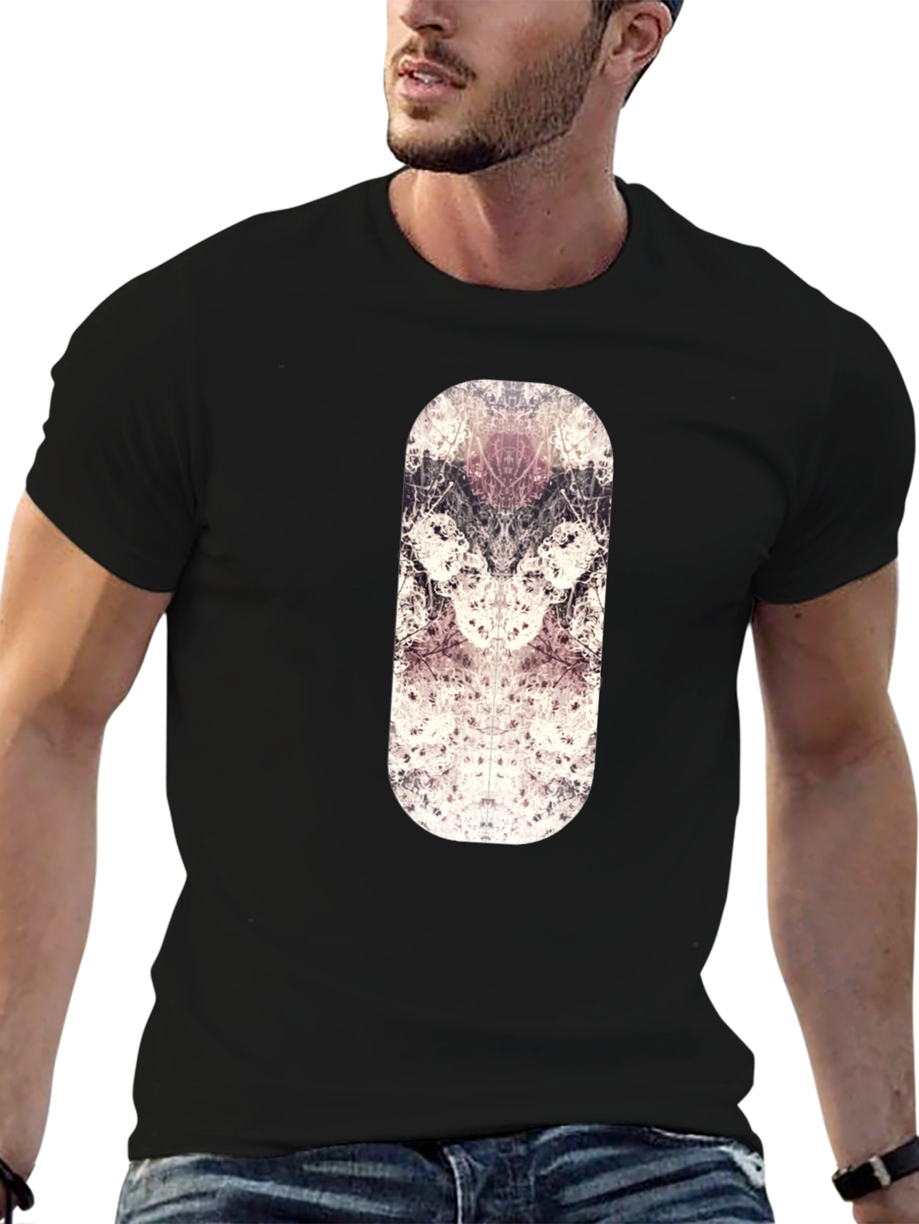 Abstract Art Graphic Print Black T-Shirt