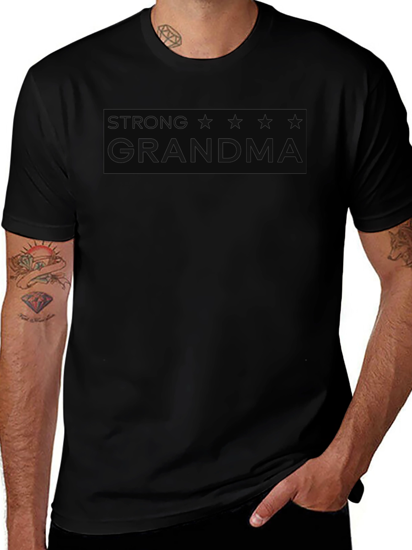 Strong Grandma Graphic T-Shirt - Black