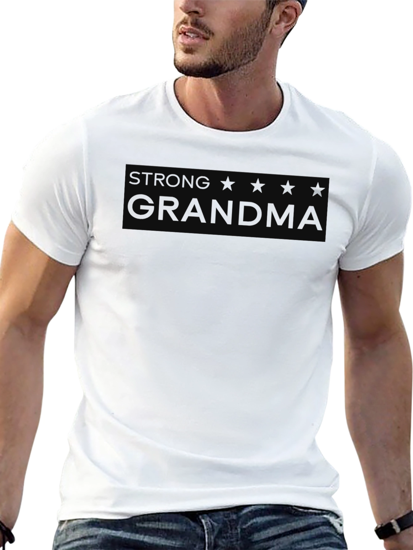 Strong Grandma Graphic T-Shirt - Black
