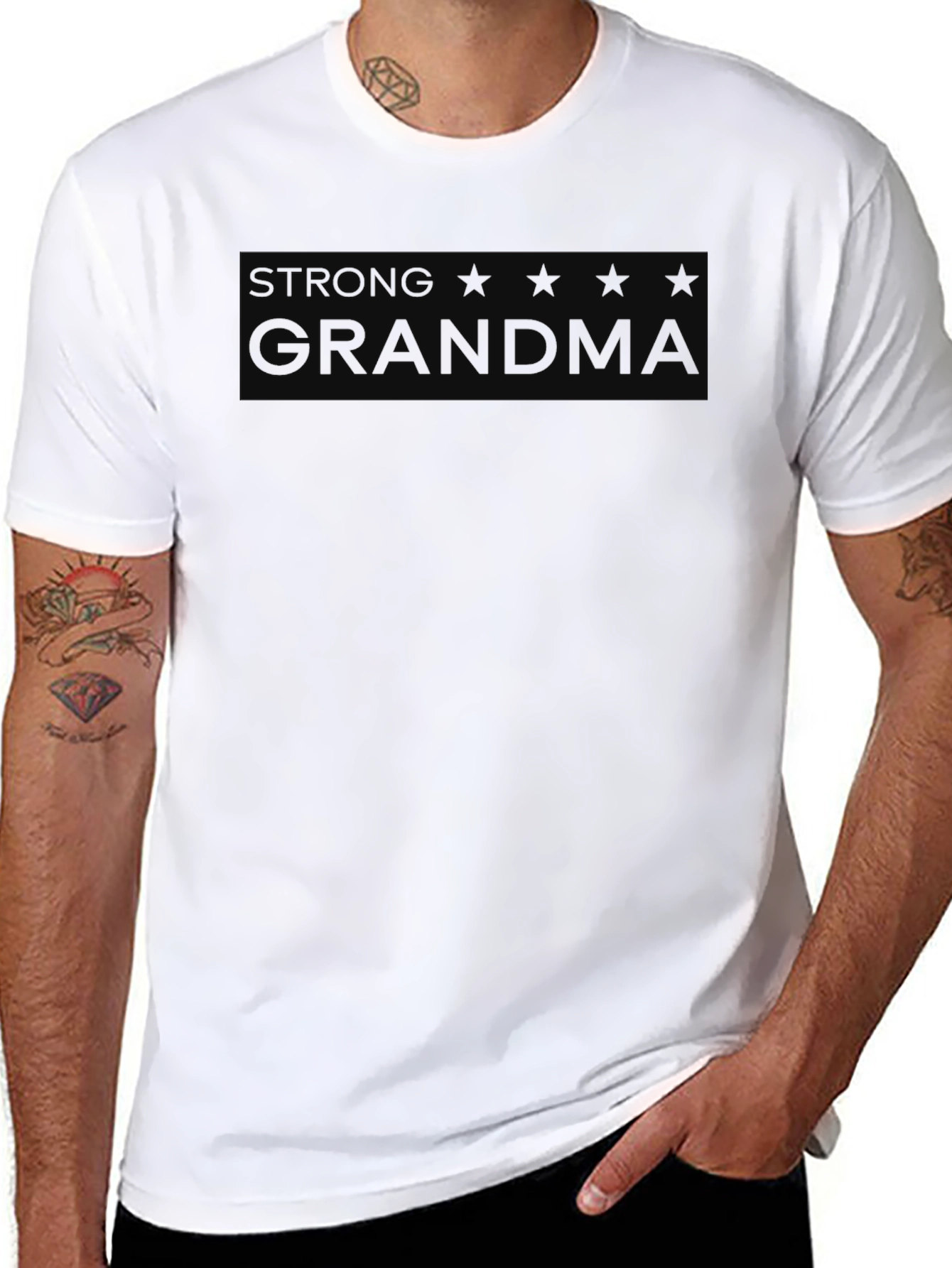 Strong Grandma Graphic T-Shirt - Black