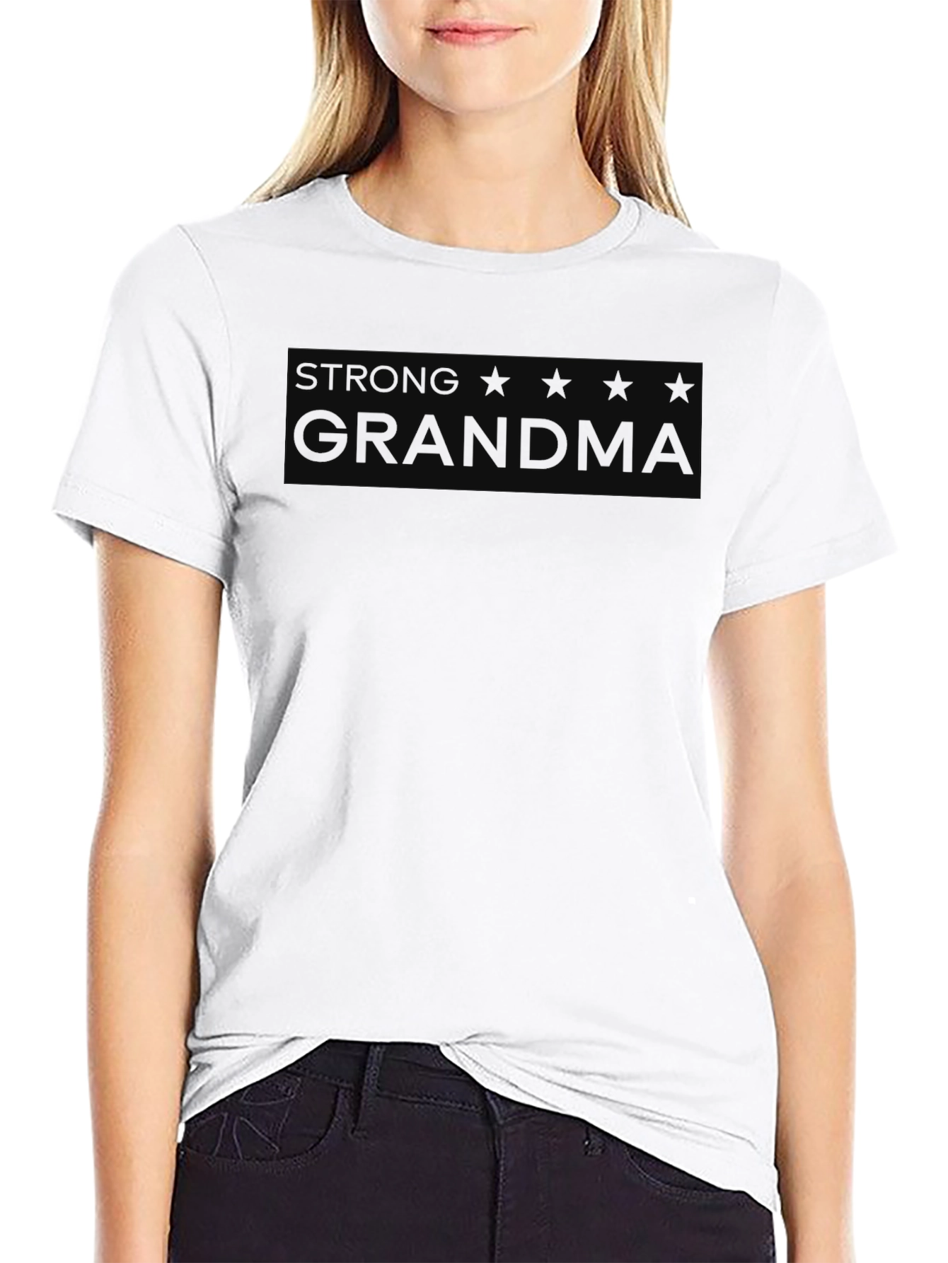 Strong Grandma Graphic T-Shirt - Black