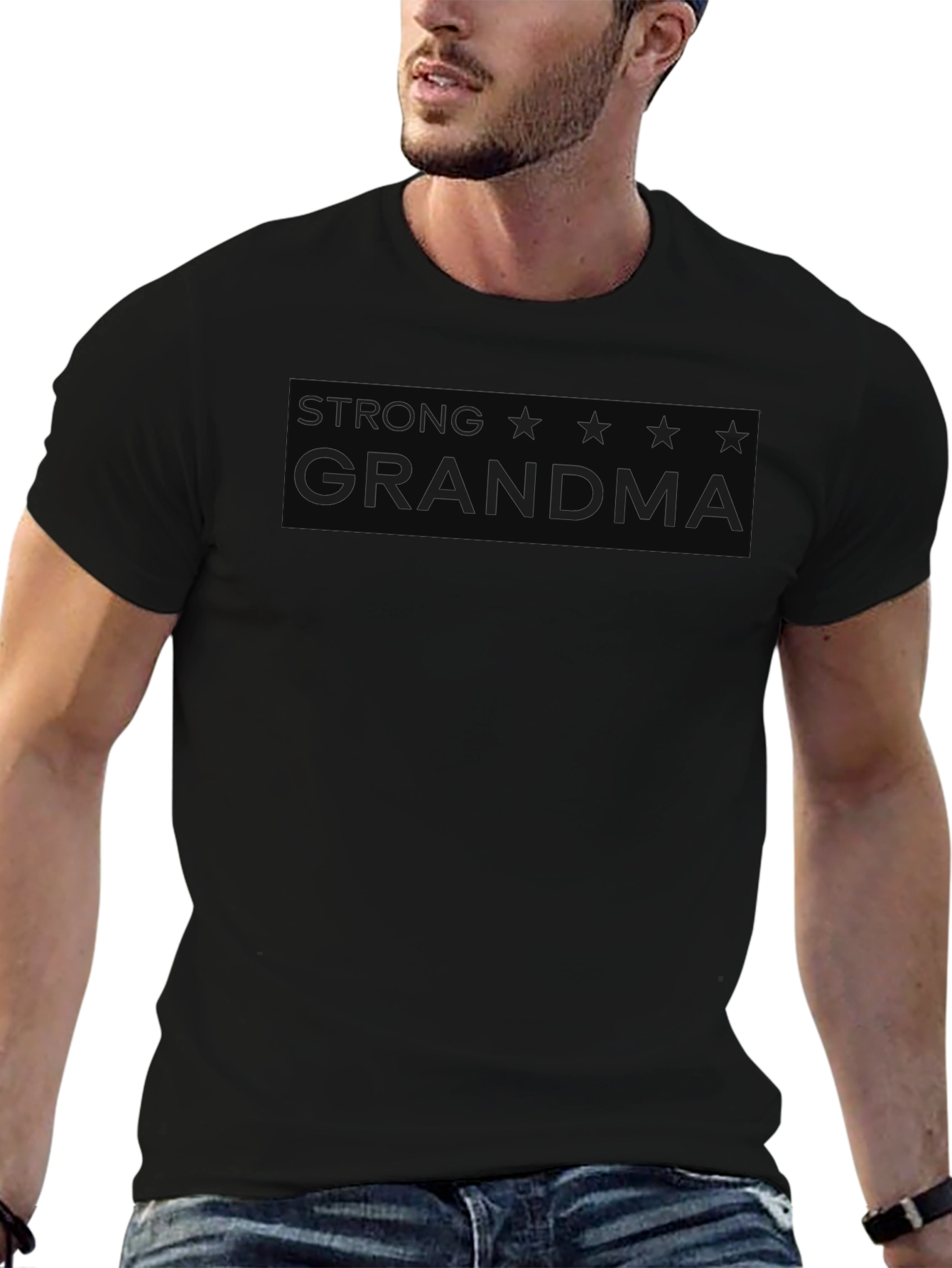 Strong Grandma Graphic T-Shirt - Black
