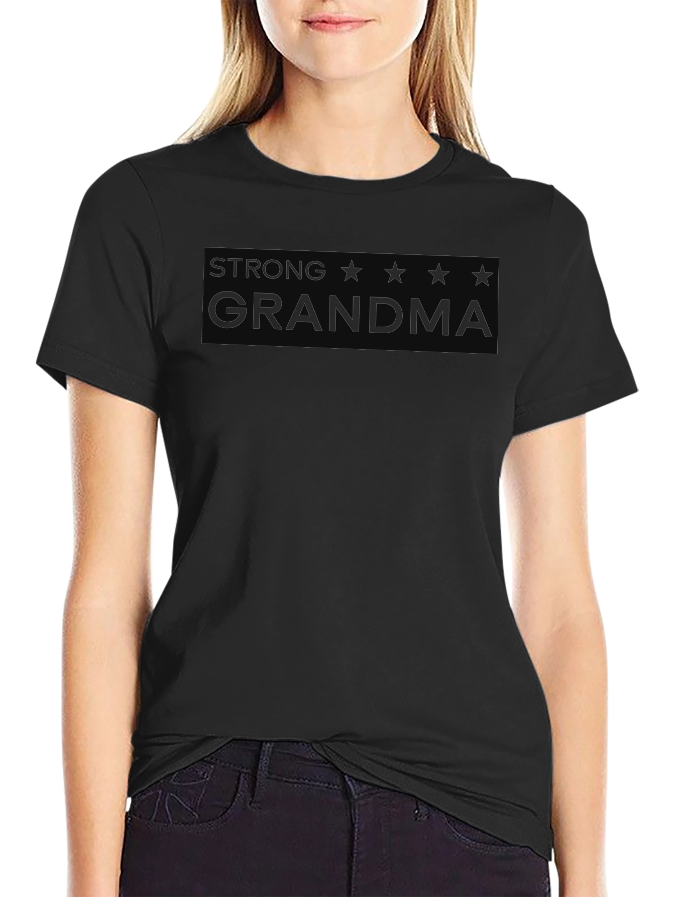 Strong Grandma Graphic T-Shirt - Black