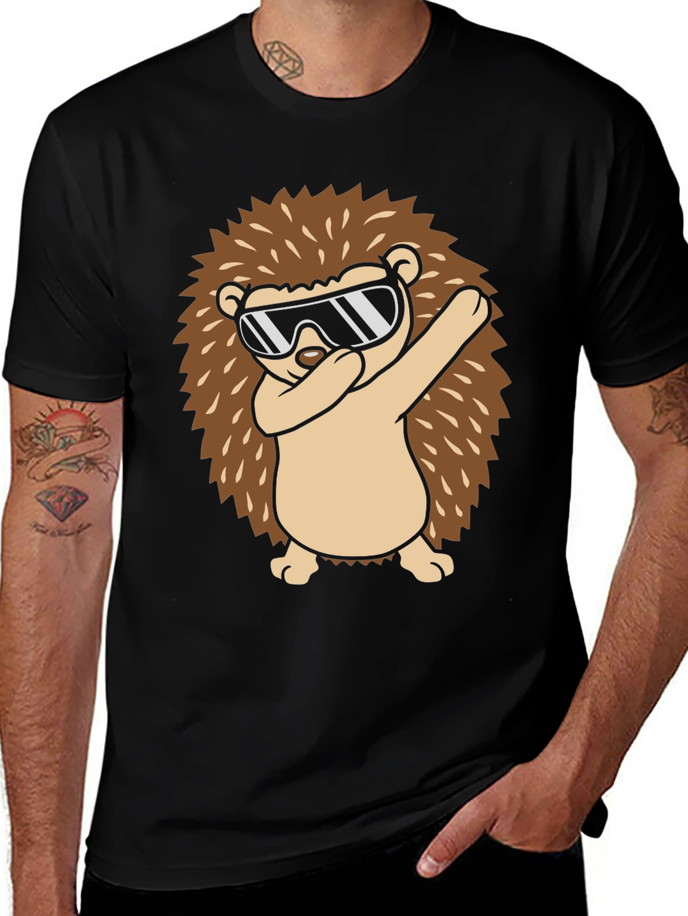 Dabbing Hedgehog Graphic Tee - Cool Animal Design