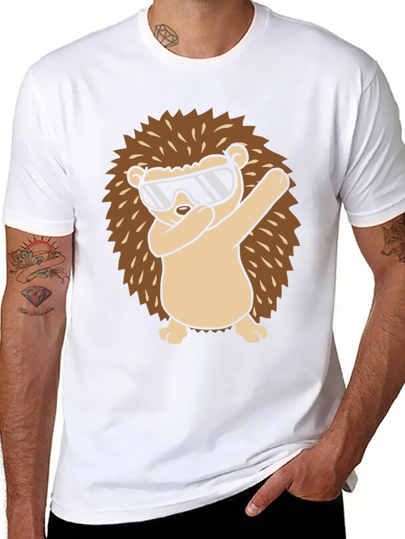 Dabbing Hedgehog Graphic Tee - Cool Animal Design