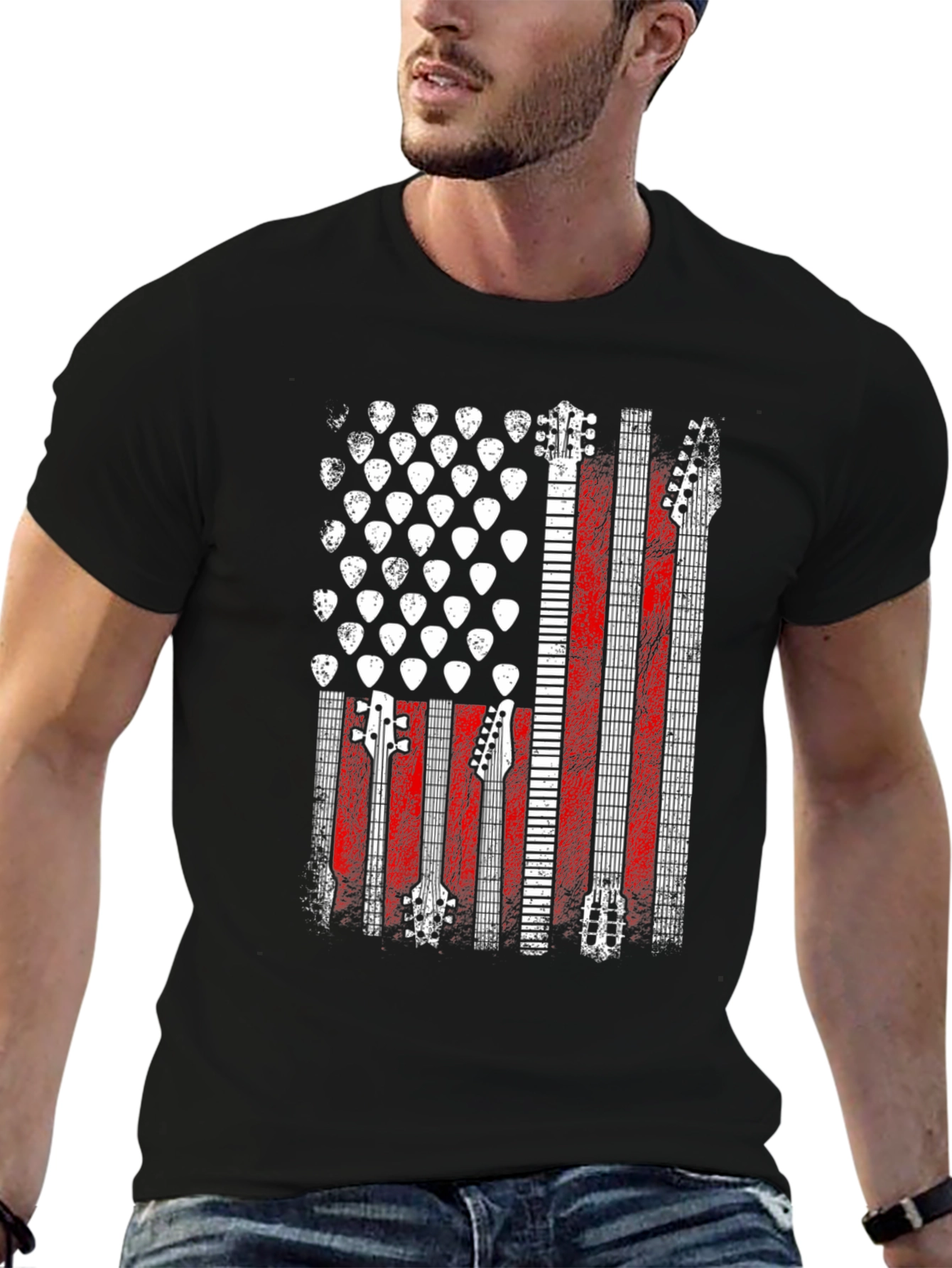 Guitar American Flag Graphic Tee