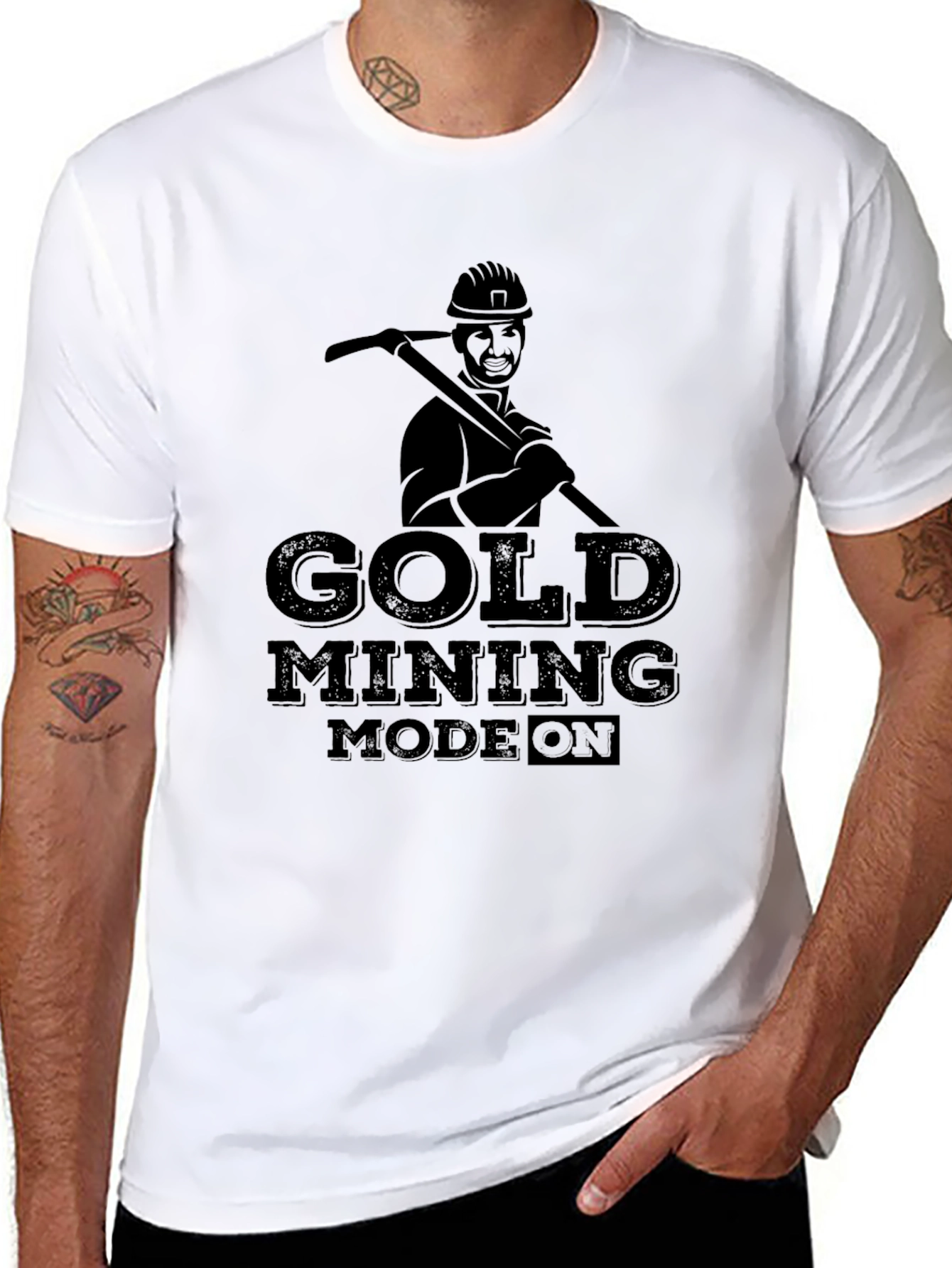 Gold Mining Mode On Black Graphic Tee