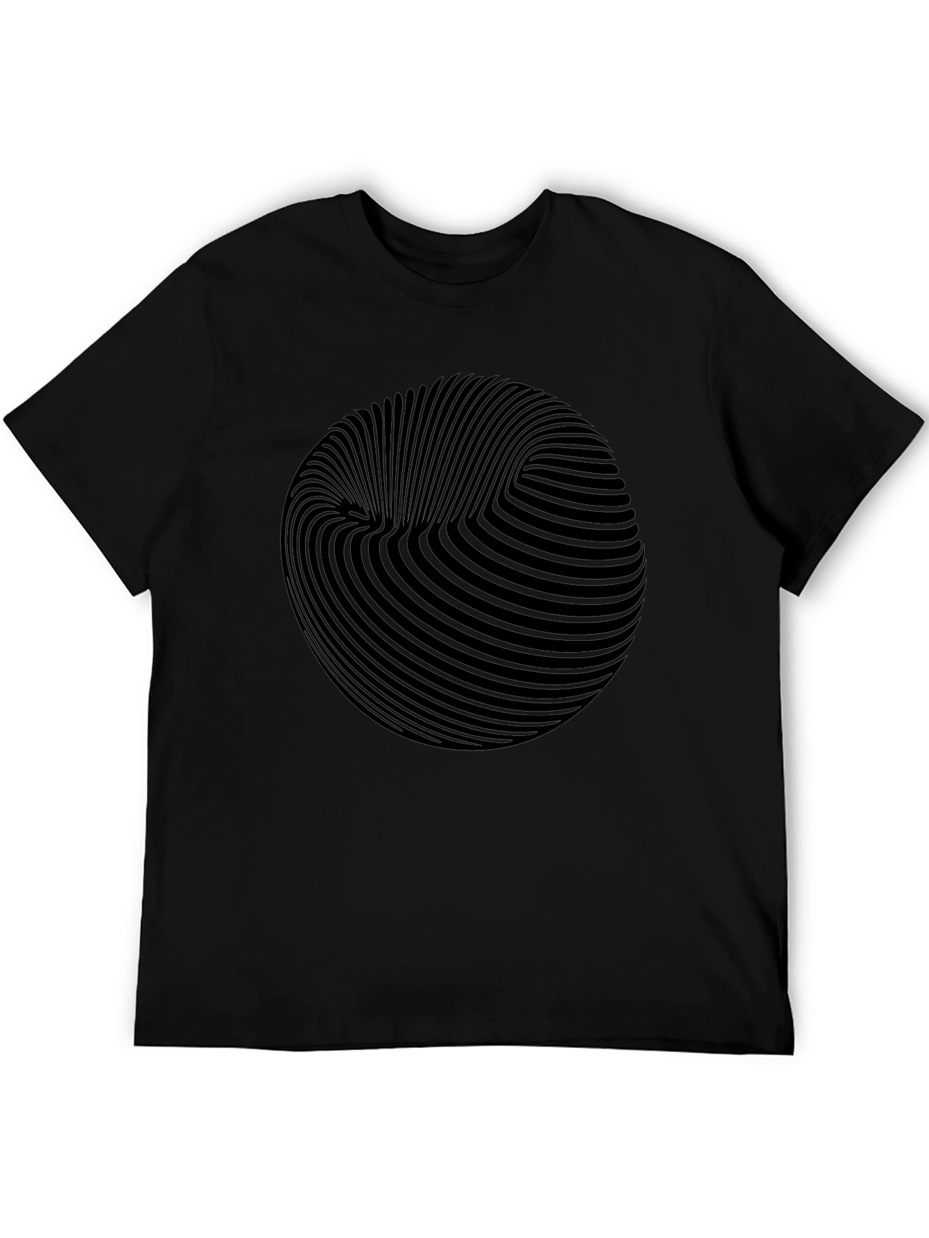 Optical Illusion Sphere Graphic Black T-Shirt