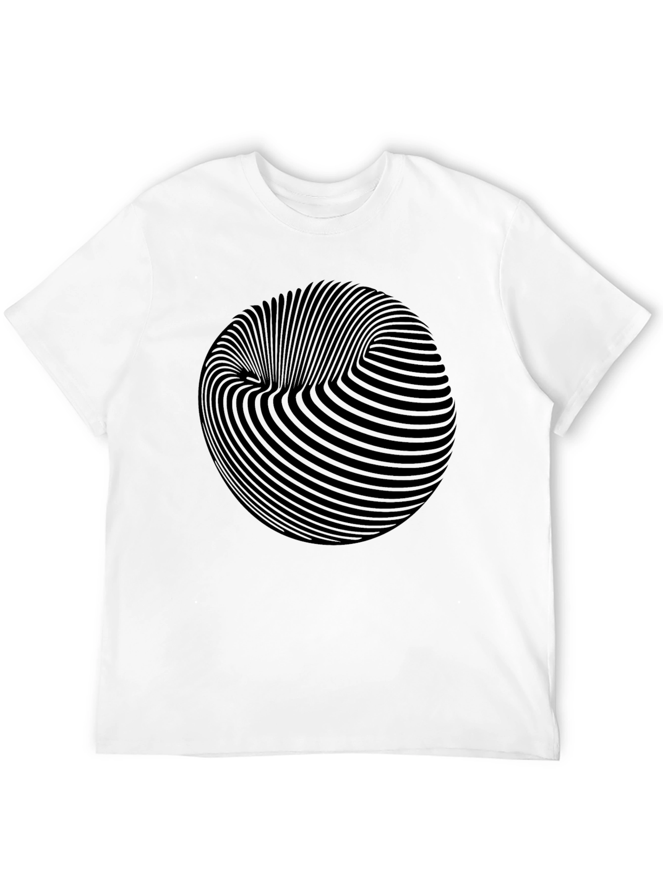 Optical Illusion Sphere Graphic Black T-Shirt