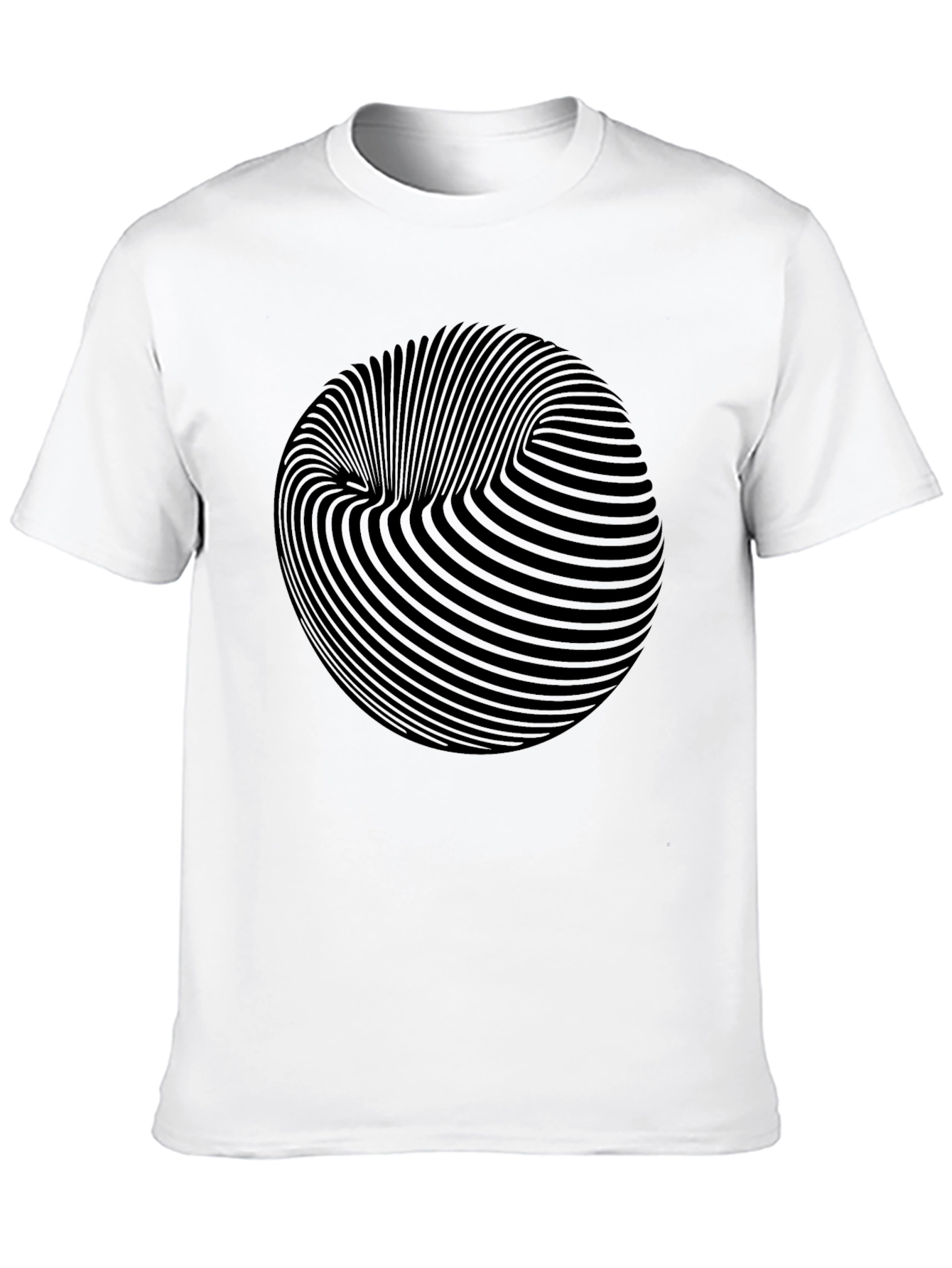 Optical Illusion Sphere Graphic Black T-Shirt