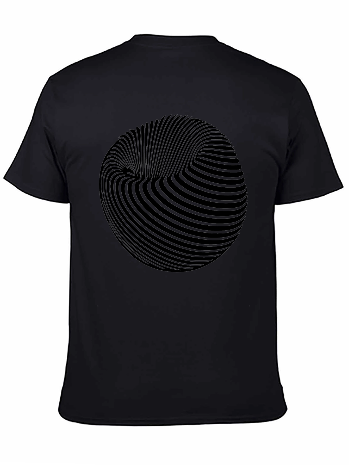 Optical Illusion Sphere Graphic Black T-Shirt