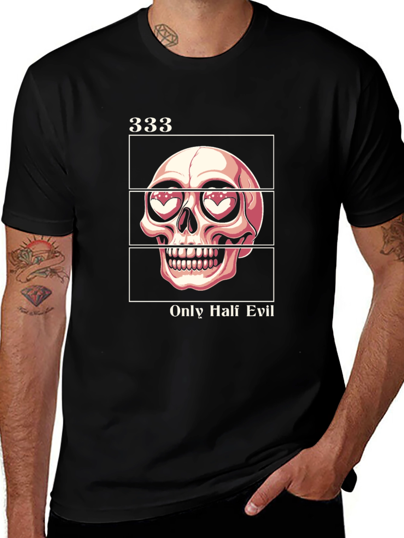 333 Only Half Evil Graphic Tee - Black