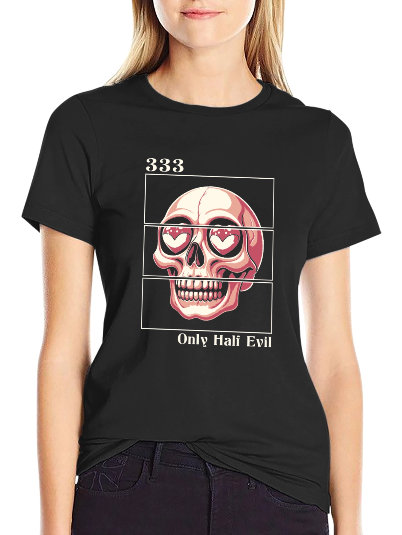 333 Only Half Evil Graphic Tee - Black